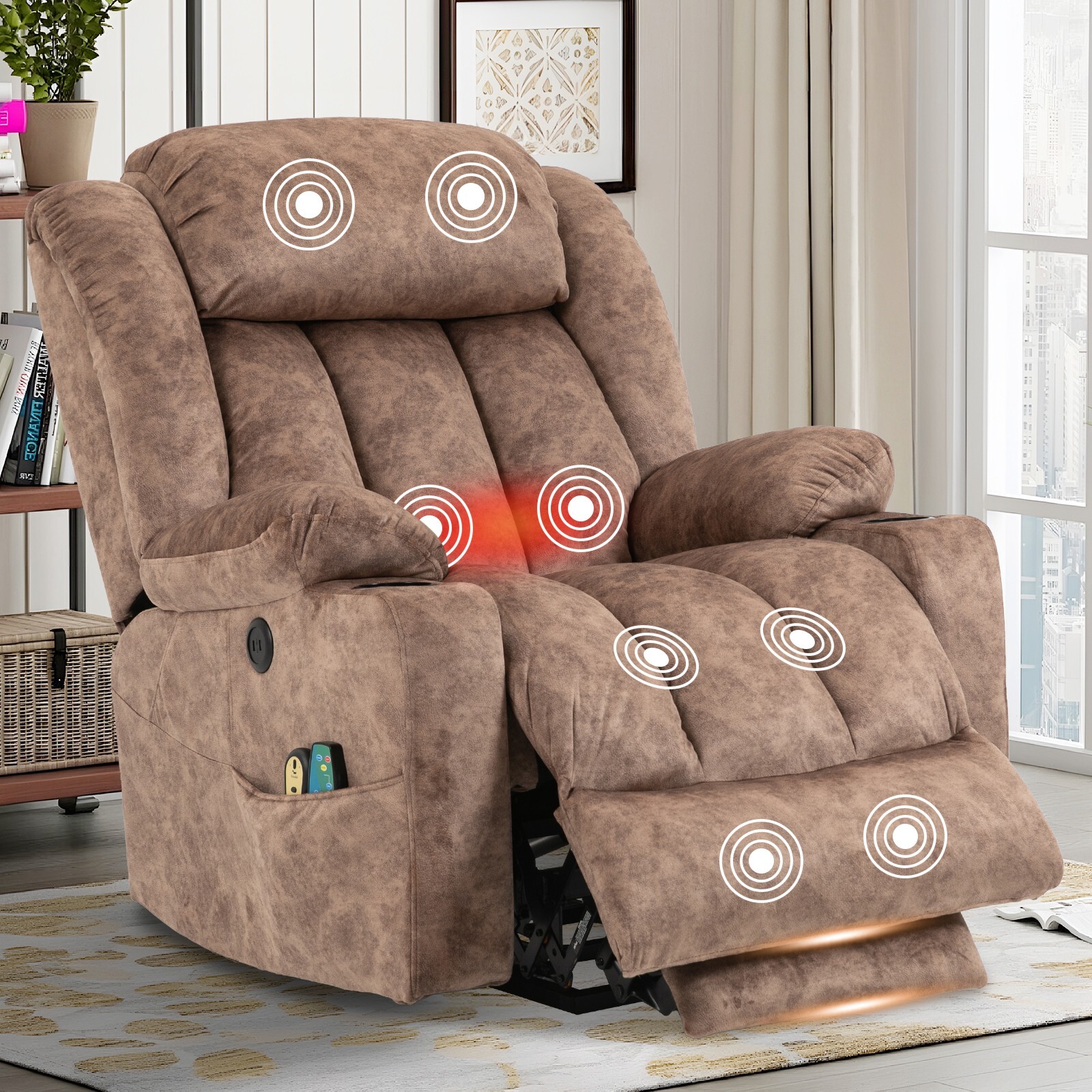 Big Tall Power Lift Chair Massage and Heat Recliner Chair with Extended Footrest