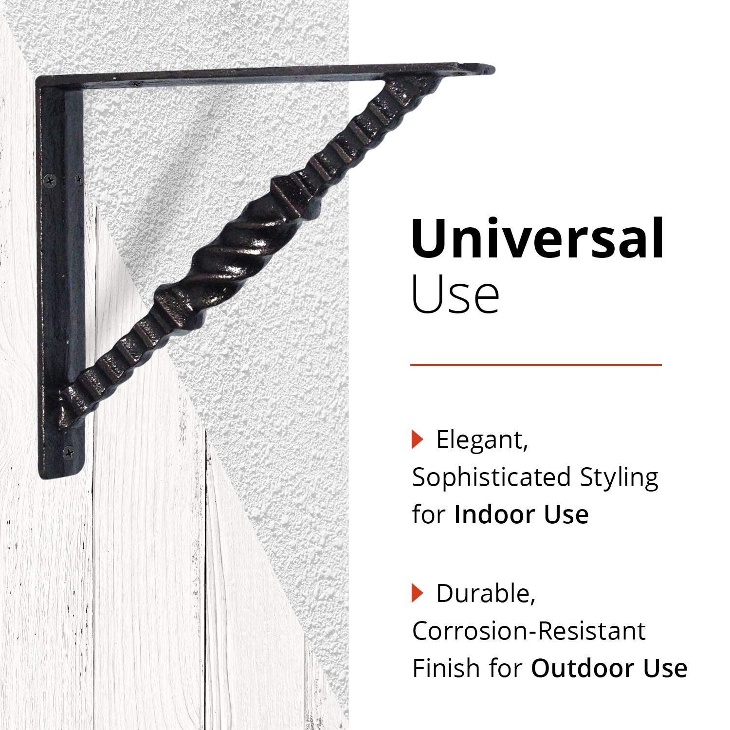 NACH Decorative Shelf Brackets, 2 Pack of 7.08 x 1.57 x 8.07 inch, Black Cast…