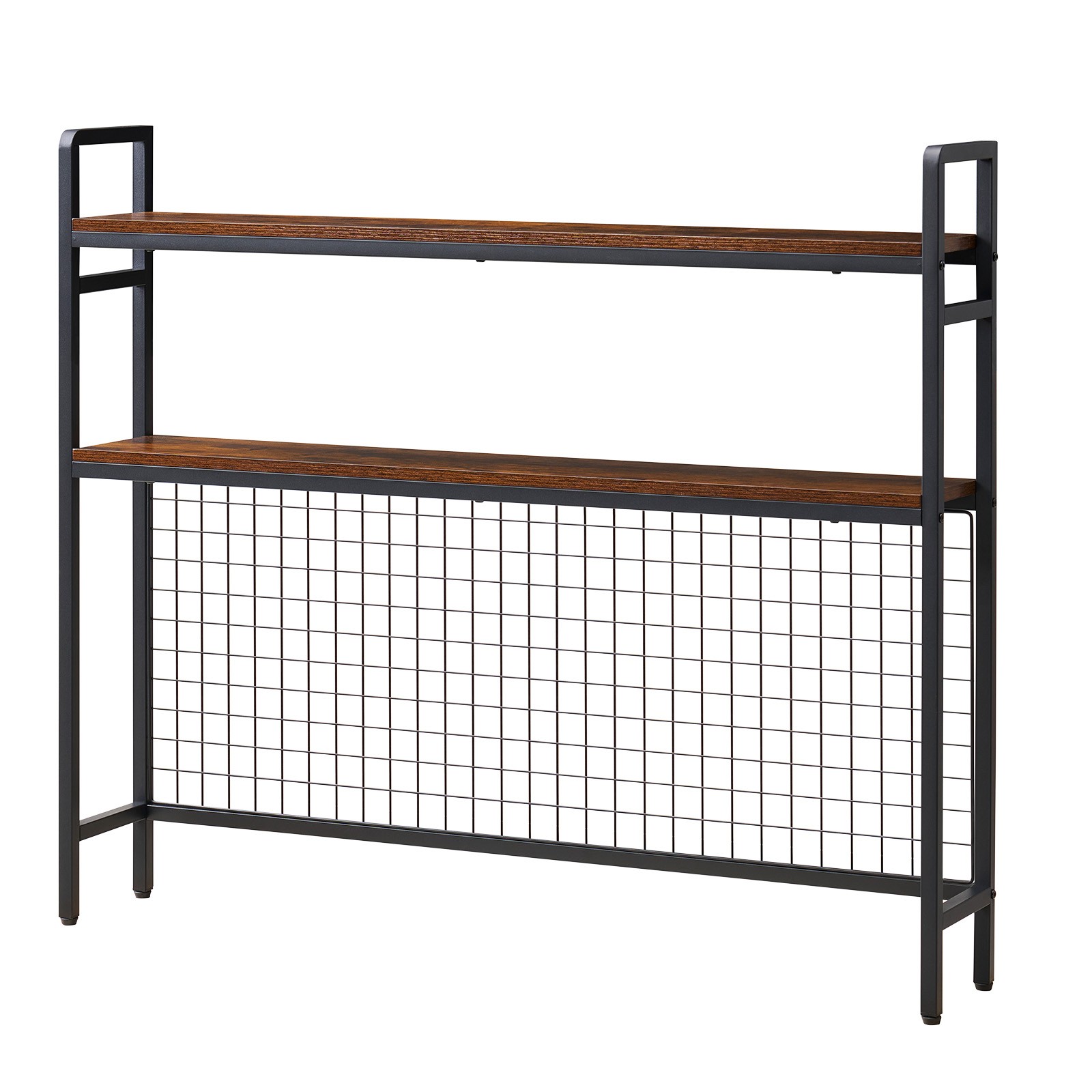 Uimoso 3-Tier Desktop Bookshelf with Grid for Countertop Storage, Black