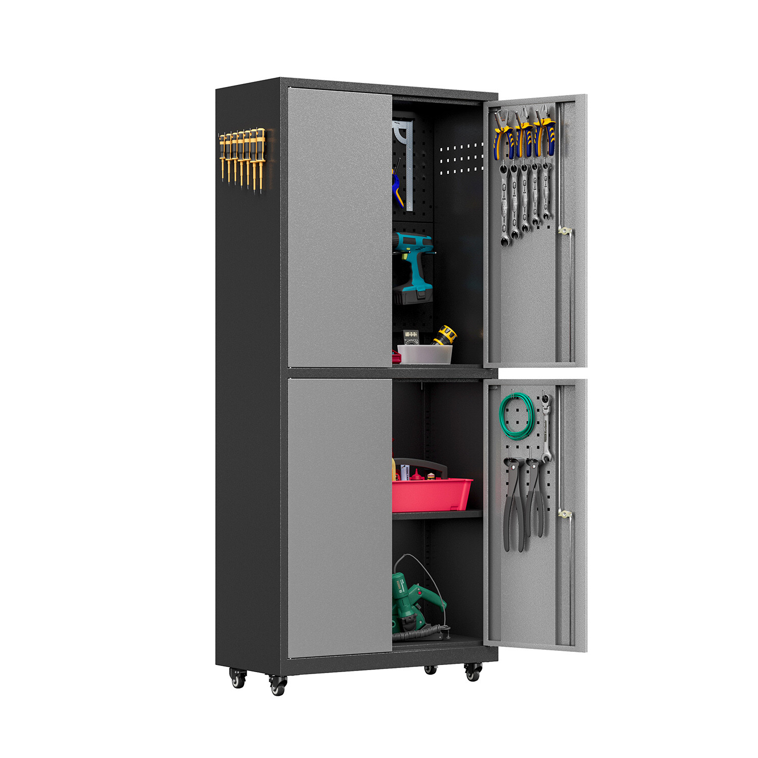 Rolling Tool Boxes Storage Cabinet On Wheels With 4 Doors Lockable Cabinet Wheel