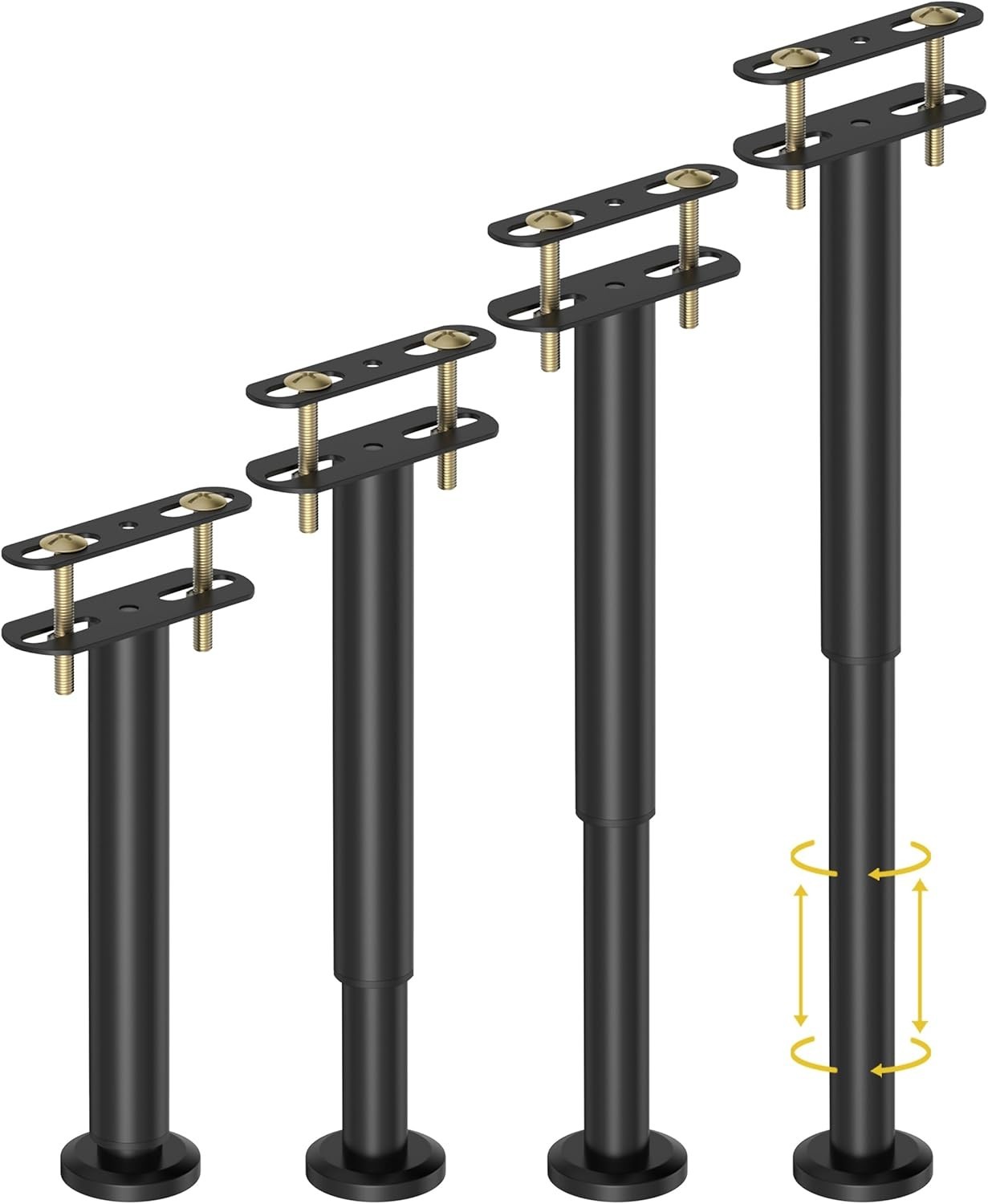 4 Pcs Adjustable Height Bed Support Legs 10-17 inch, Bed Frame Center Support