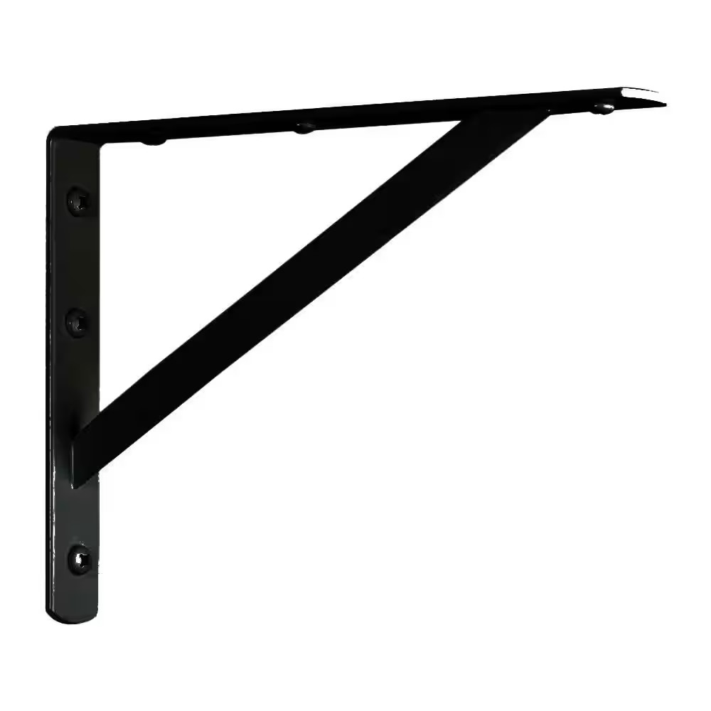 16 In. X10 In. Black Steel Heavy Duty Shelf Bracket