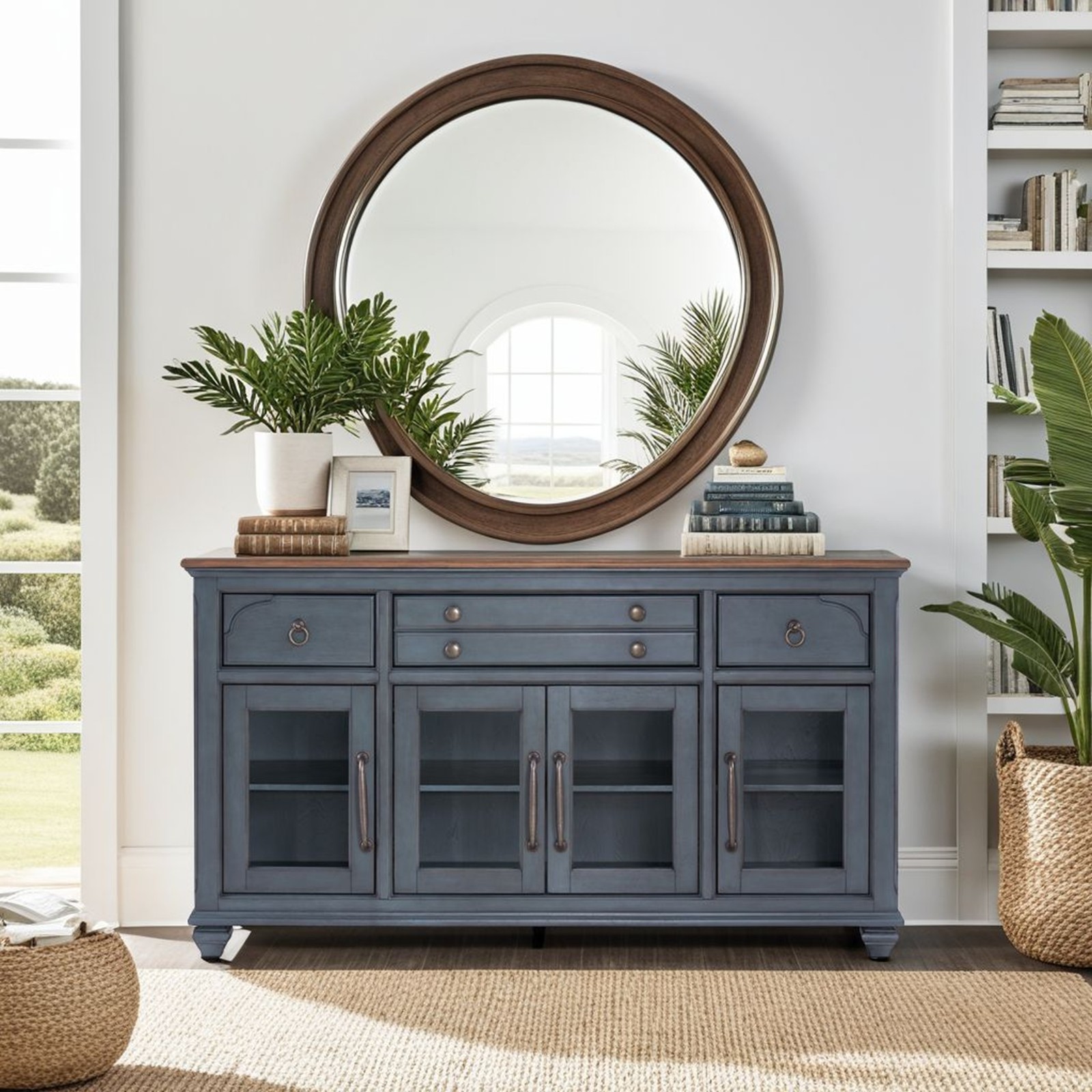 Americana Buffet Server Cabinet, No Assembly Required, Corduroy Blue Finish