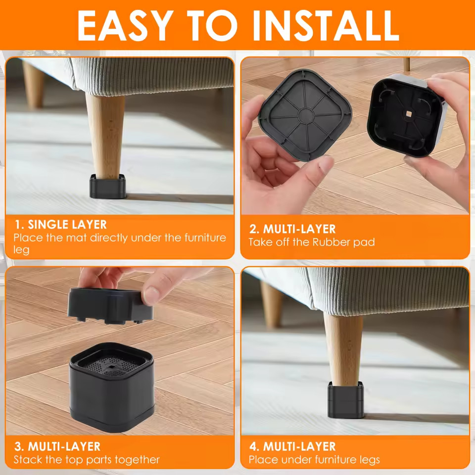 8pcs Furniture Risers Adjustable Bed Risers Stackable Desk Table Couch Lift