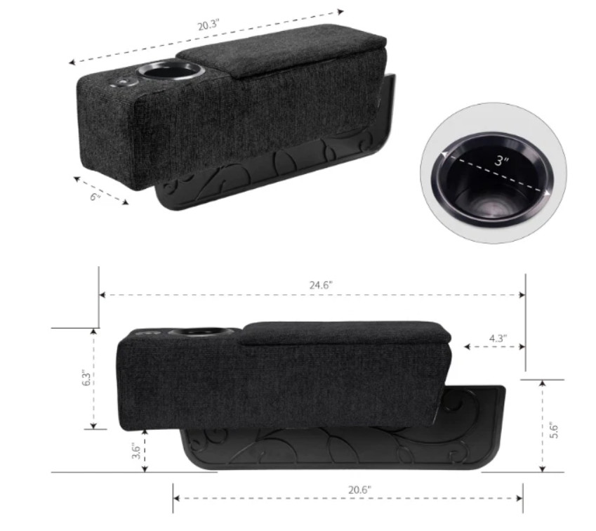 Multifunctional Sofa Armrest with Wireless Charge Stand, and Storage