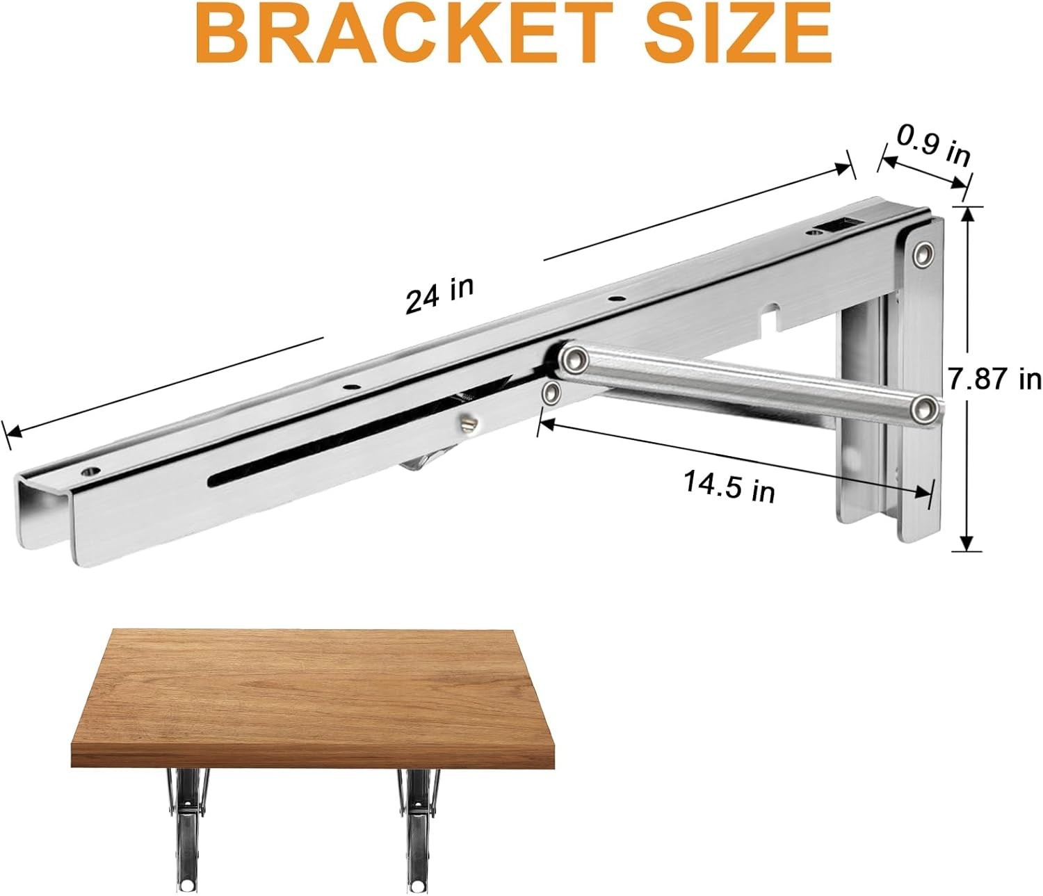Folding Shelf Brackets – 24 Inch Heavy Duty Stainless Steel Collapsib