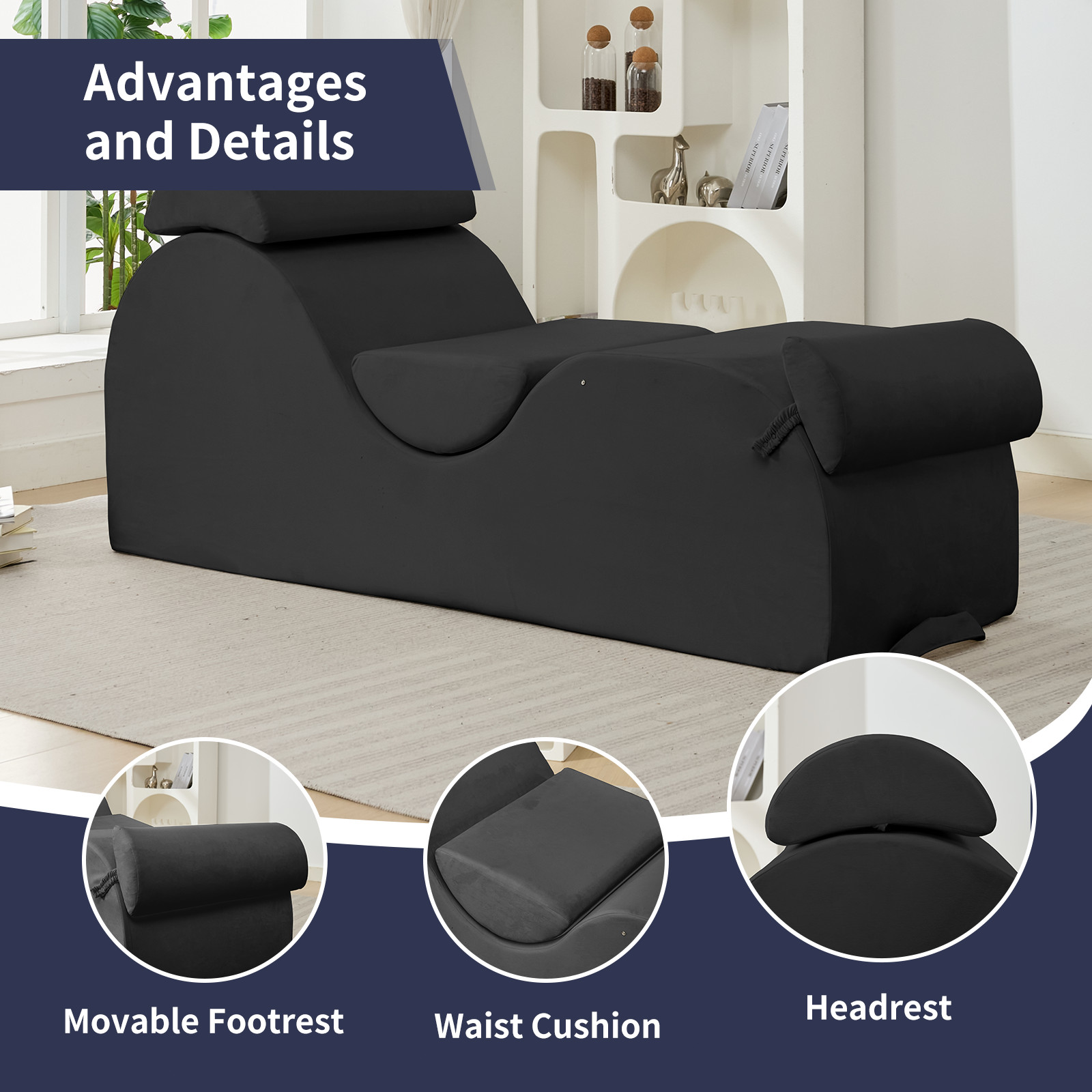 Zafly Yoga Chaise Lounge Indoor, Yoga Chaise, Ergonomic Reading Chair for Adults