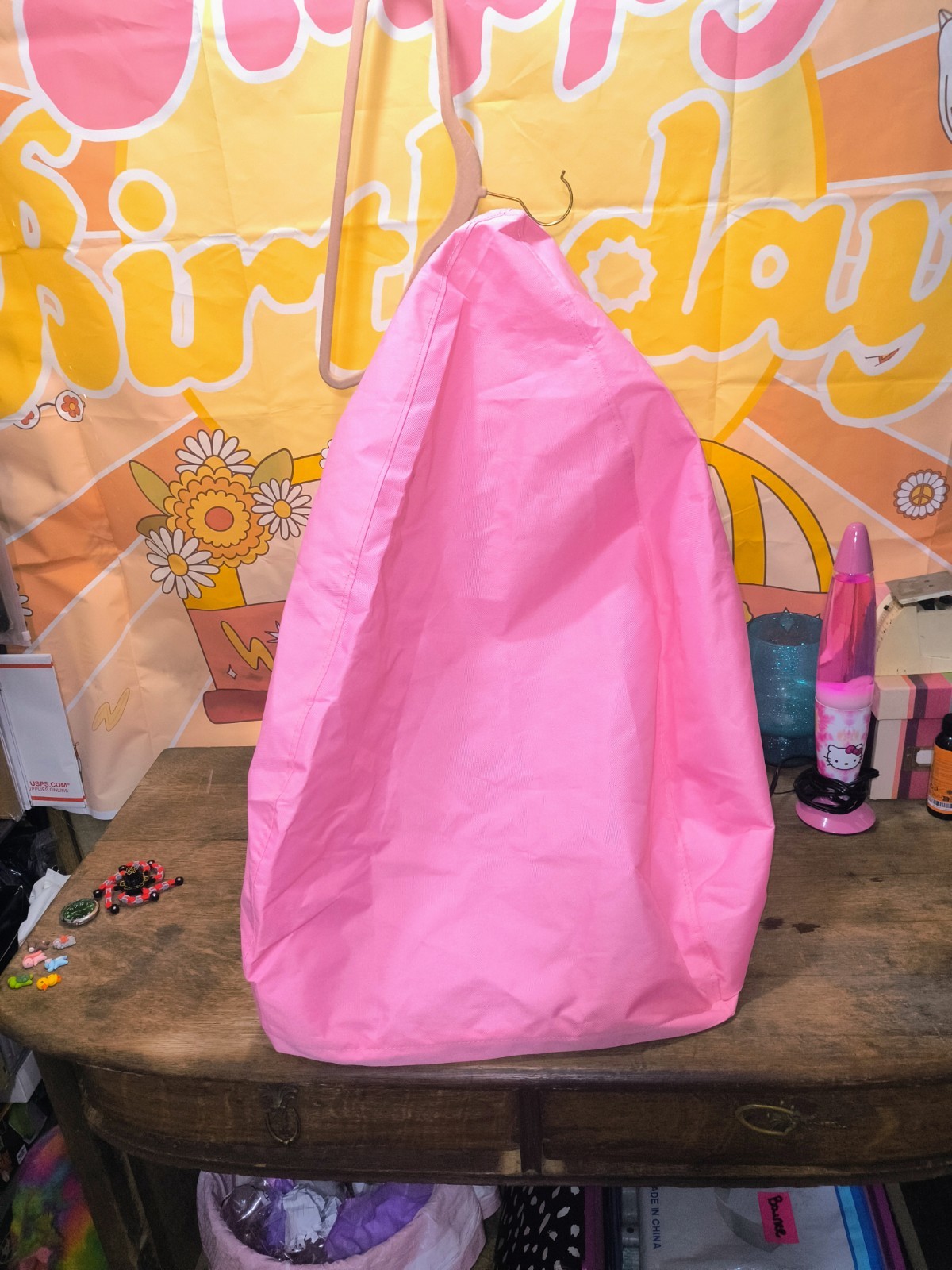 Pink Empty Bean Bag Chair With Inside Bag