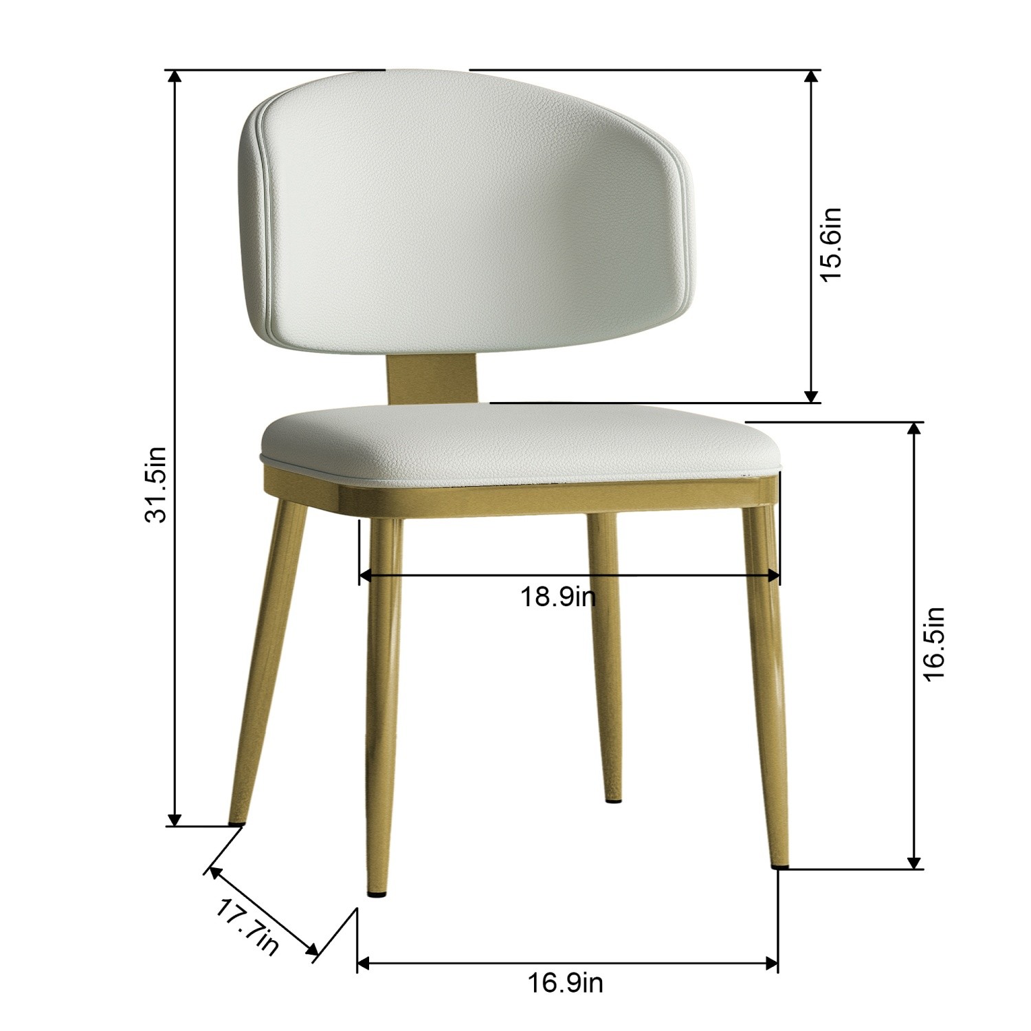 Set of 2 Modern Dining Chairs w/ PU Leather Upholstered Seat & Carbon Steel Legs