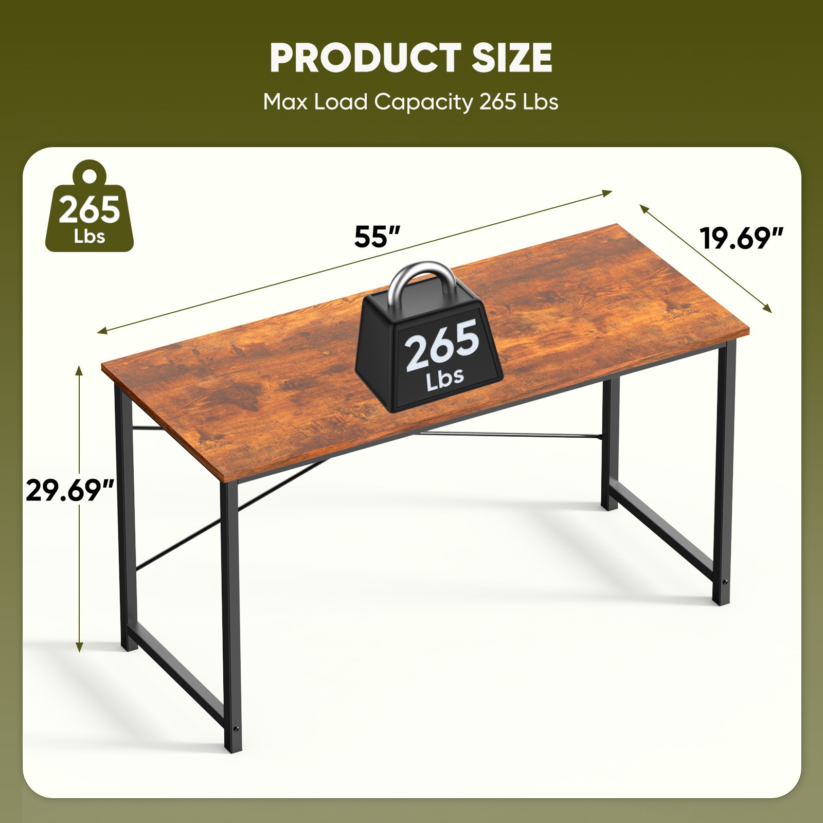 Laptop Computer Desk with Storage Bag＆Hook Home Office Desk Writing Table
