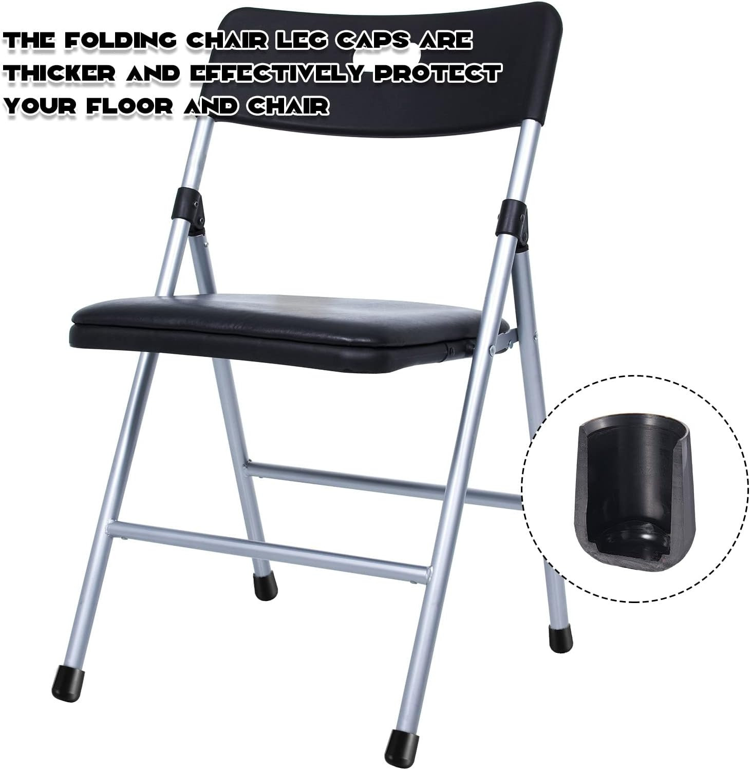 Jetec 36 Pieces 7/8 Inch Folding Chair Leg Caps Heavy-Duty Plastic Chair End Cap