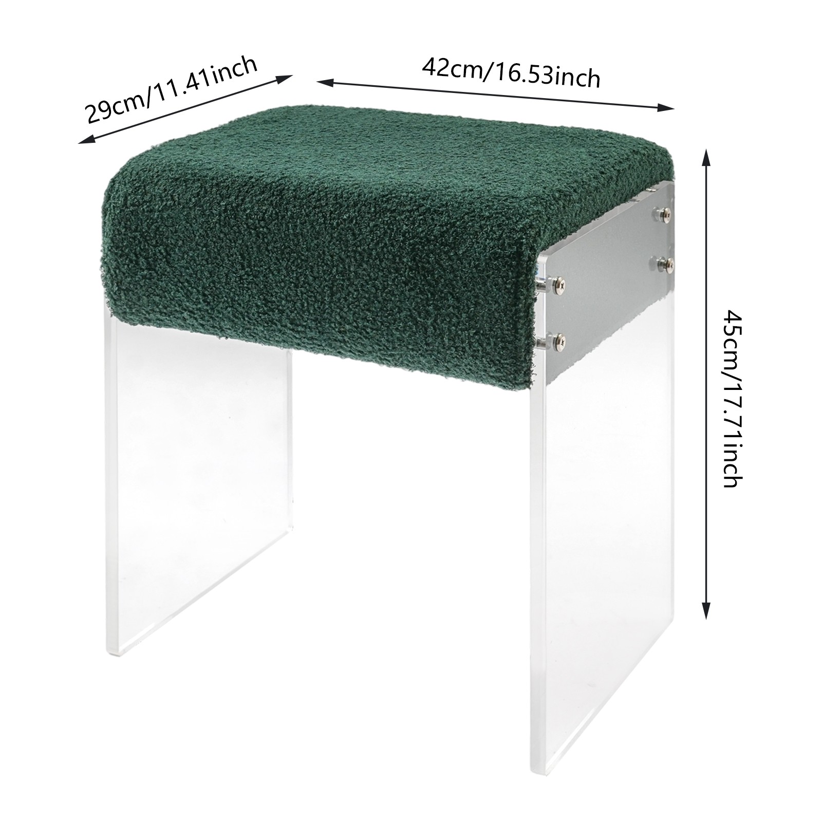Makeup Stool Modern Minimalist Acrylic Chair Multi-functional Vanity w/ Cushion