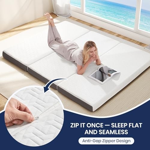 Foldable Mattress Single Size, Tri-Folding Single (75 × 25 inch) 4 Inch