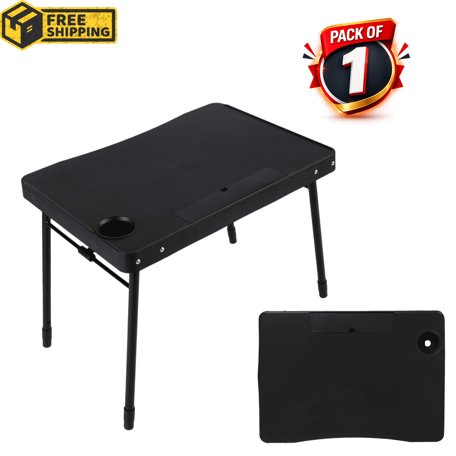 Mainstays Adjustable Height Personal Folding Table Cupholder Compact
