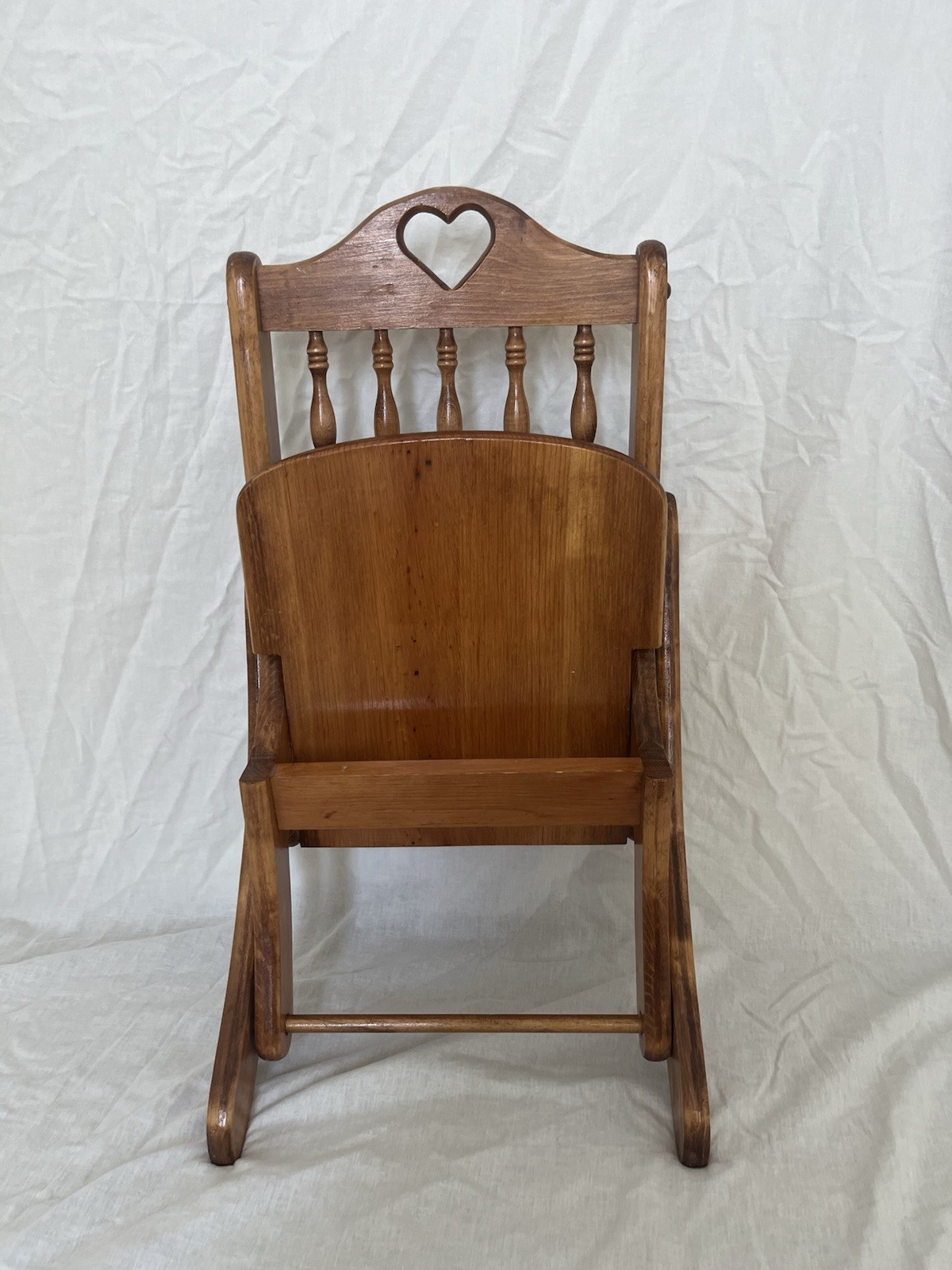 Vintage Wooden Folding Rocking Chair Heart Cutout 21in H x 13in W