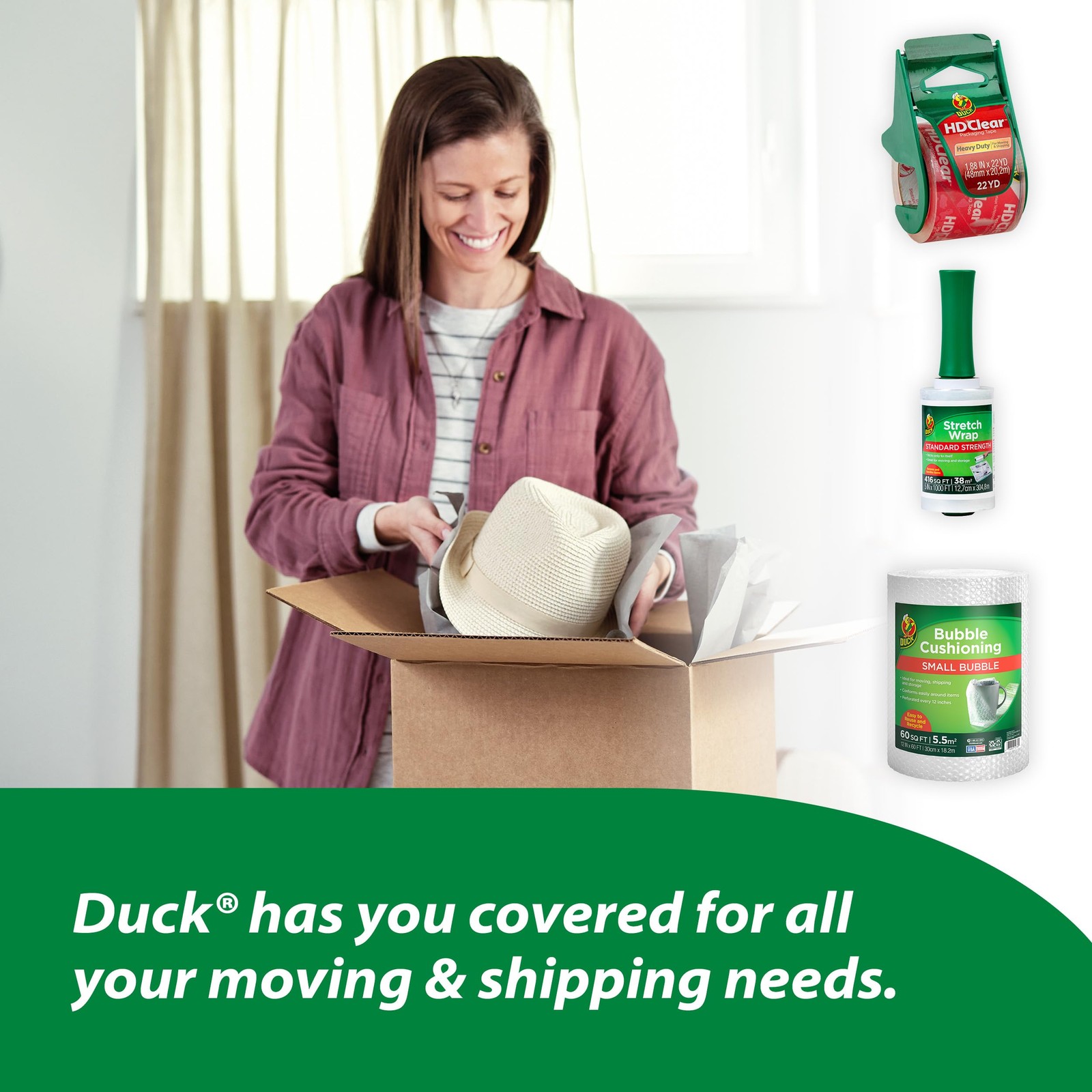 Duck Hd Clear Packing Tape Dispenser Heavy Duty Packaging Tape Gun For Packing