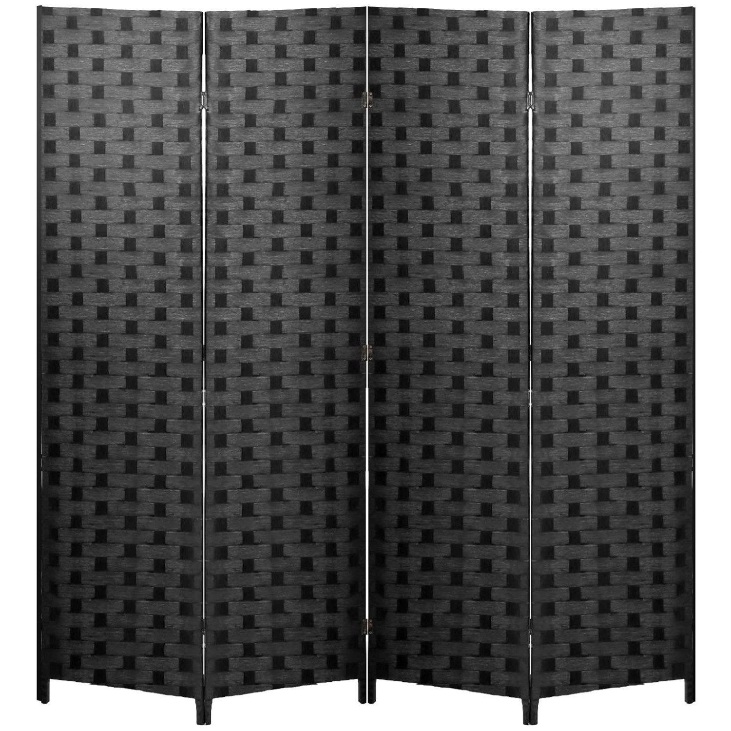6FT Hand-Woven Wood Room Divider – Black