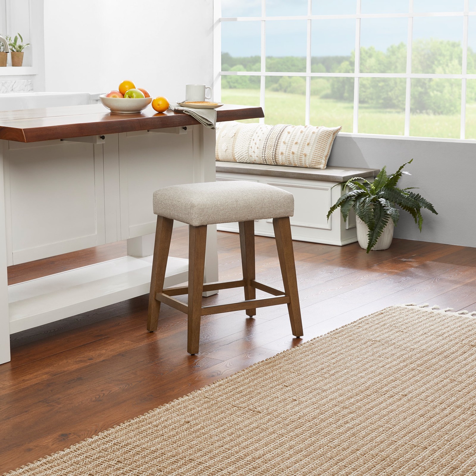 Backless Upholstered Counter Stool, Nathan Sand