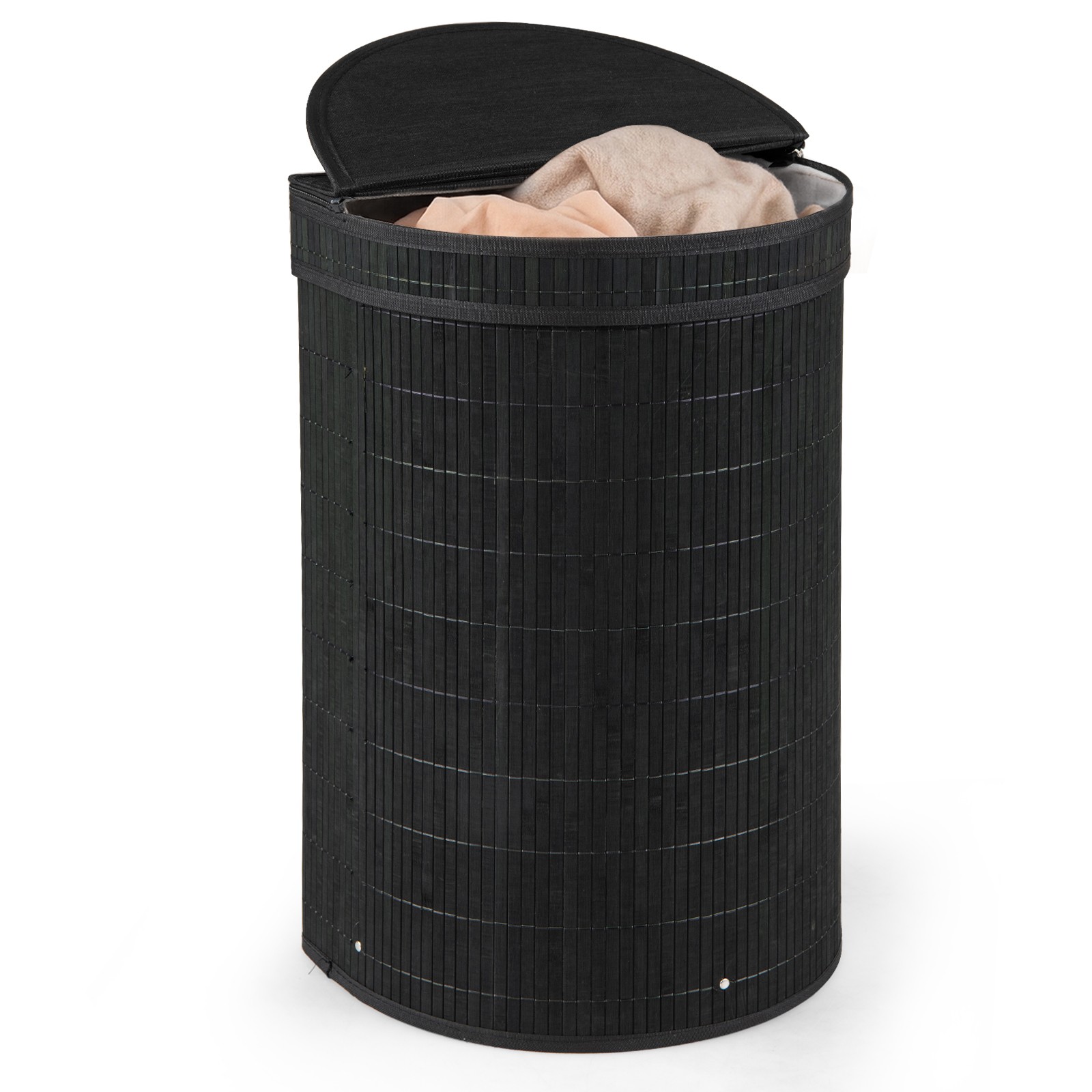 16 Gal Capacity Clothes Hamper w/Removable Liner Metal Frame Zippered Lid