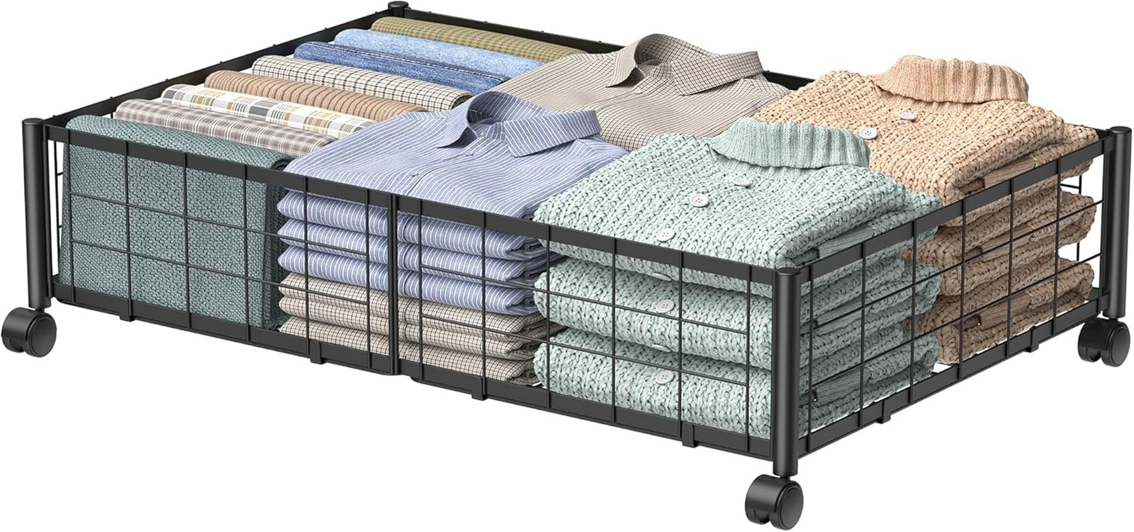 under Bed Storage with Wheels, 360° Rotating, No-Assembly Underbed Storage Conta
