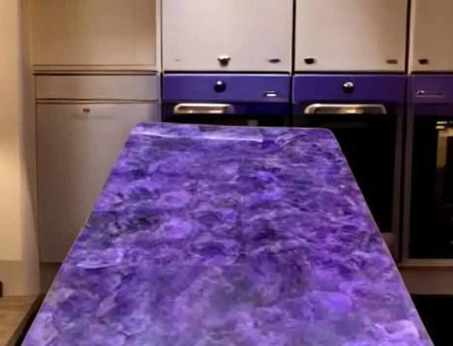 Rectangle Amethyst Dining Table Random Purple Stone Living Room Furniture Decors