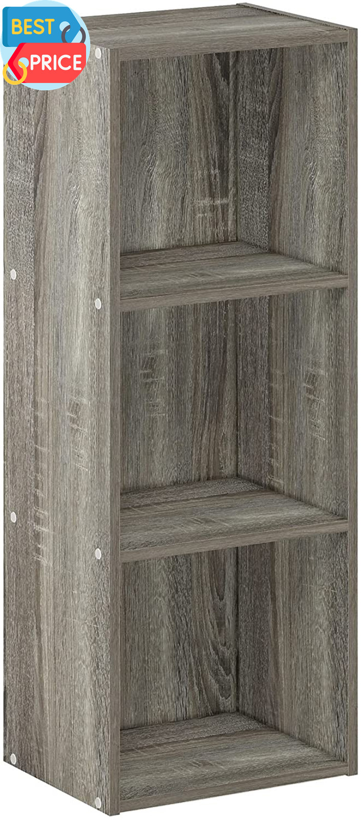 Pasir 3-Tier No Tool Assembly Open Shelf Bookcase, French Oak