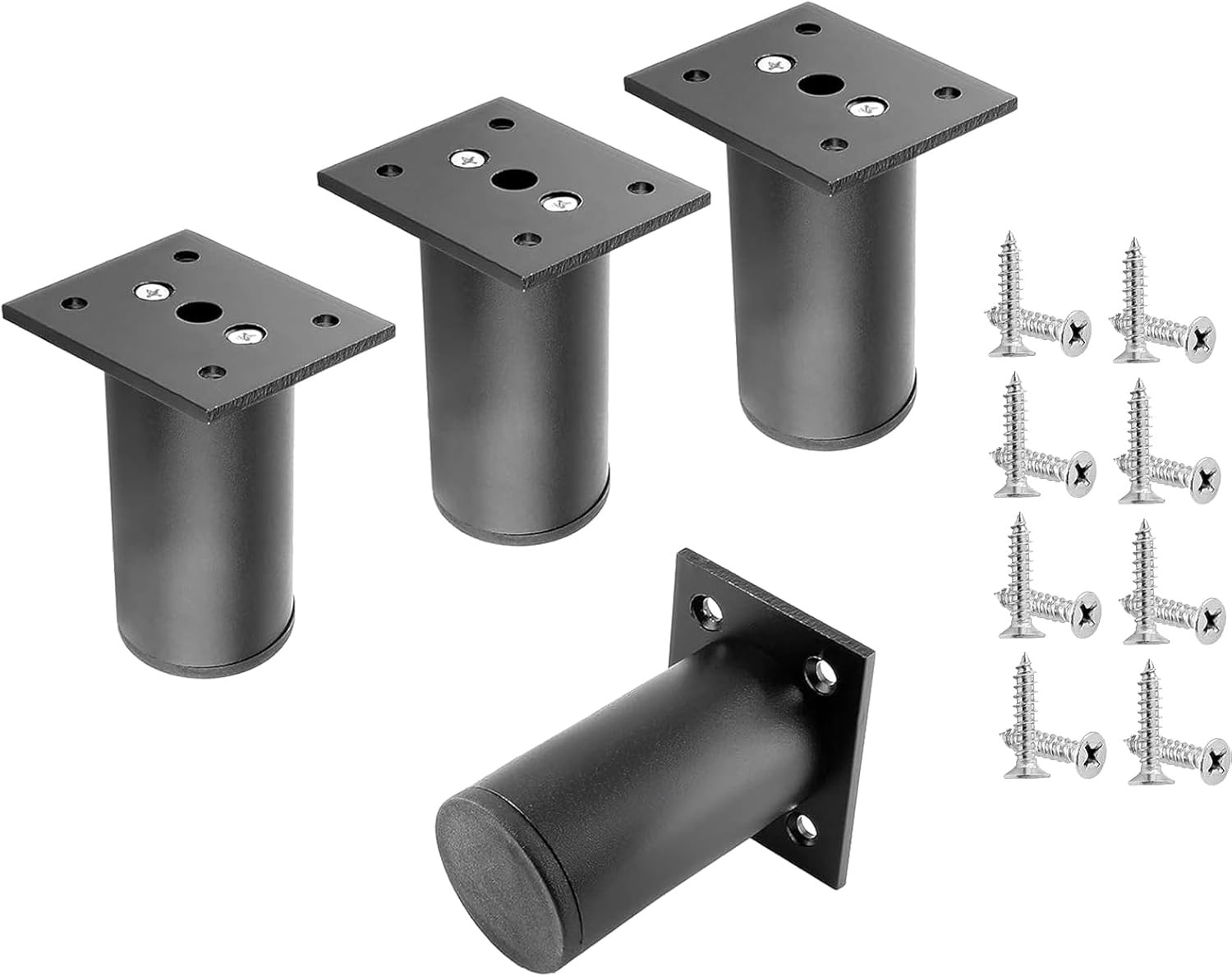 4 Pcs 2 Inch Adjustable Cabinet Legs Aluminum Alloy Furniture Metal Foot, Round
