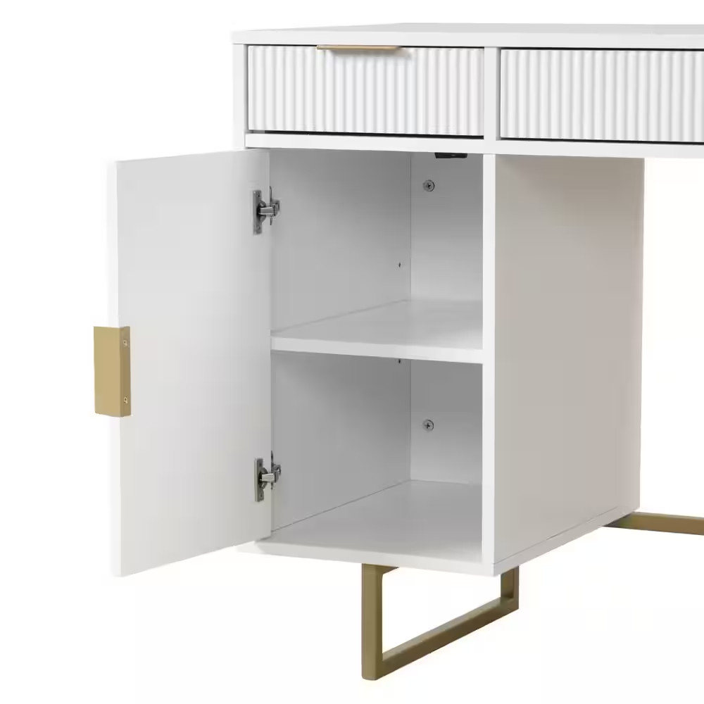 Jacklyn 44 In. W Small Modern Computer Writing Desk Workstation with Drawers and