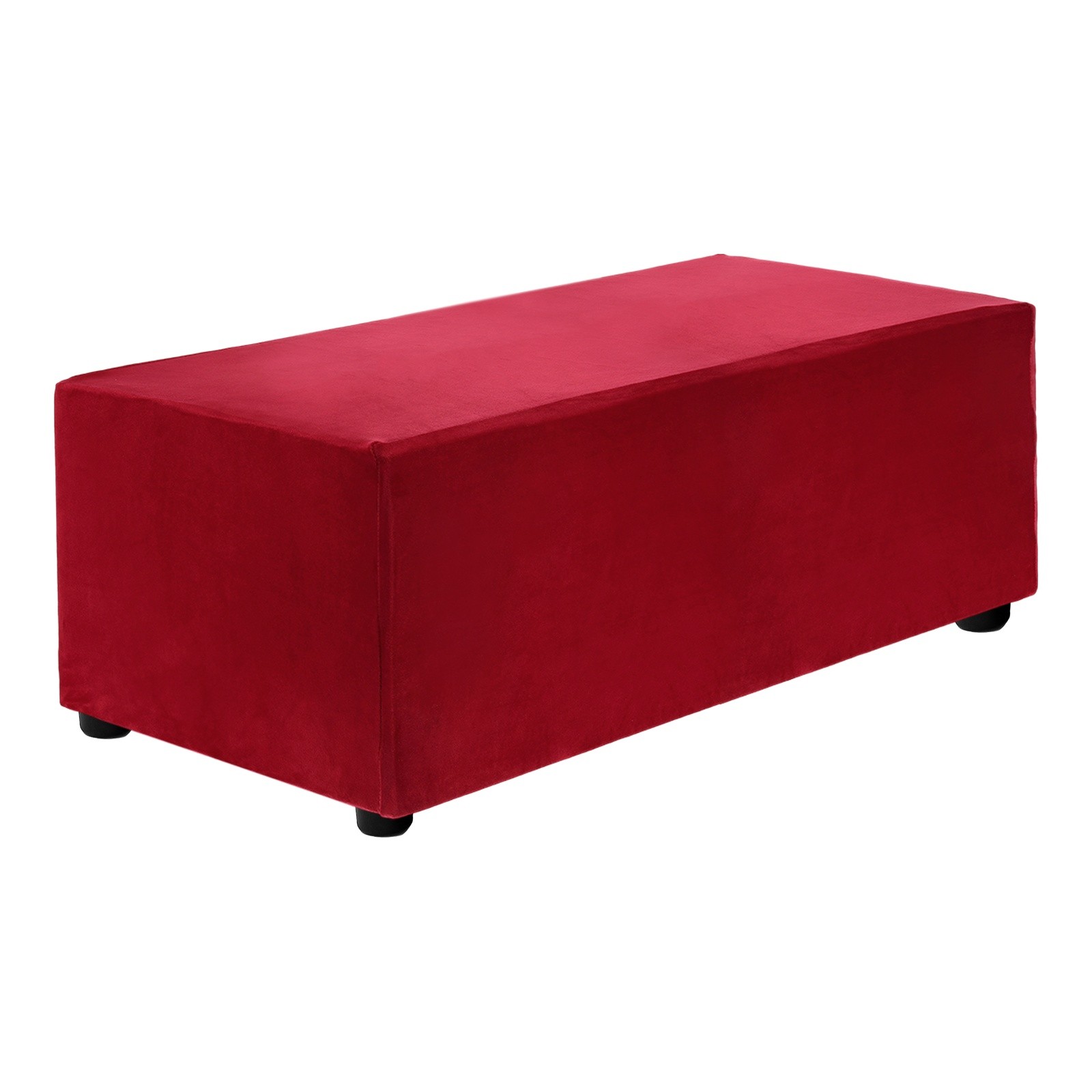 Stretch Foot Stool Cover Rectangular Fit Long 32.68″-39.76″, M-Large, Wine Red