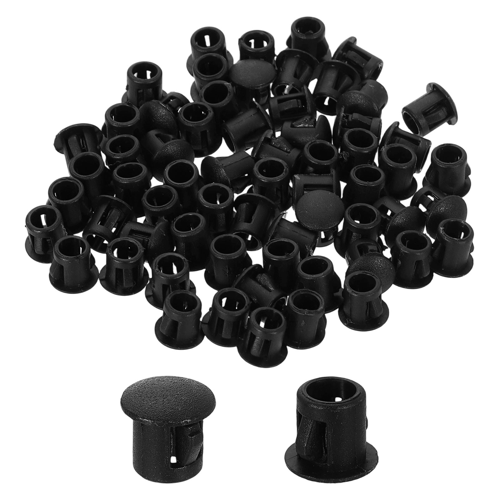 80Pcs Plastic Hole Plugs 6mm(1/4″)Round Flush Type Panel Plugs Black