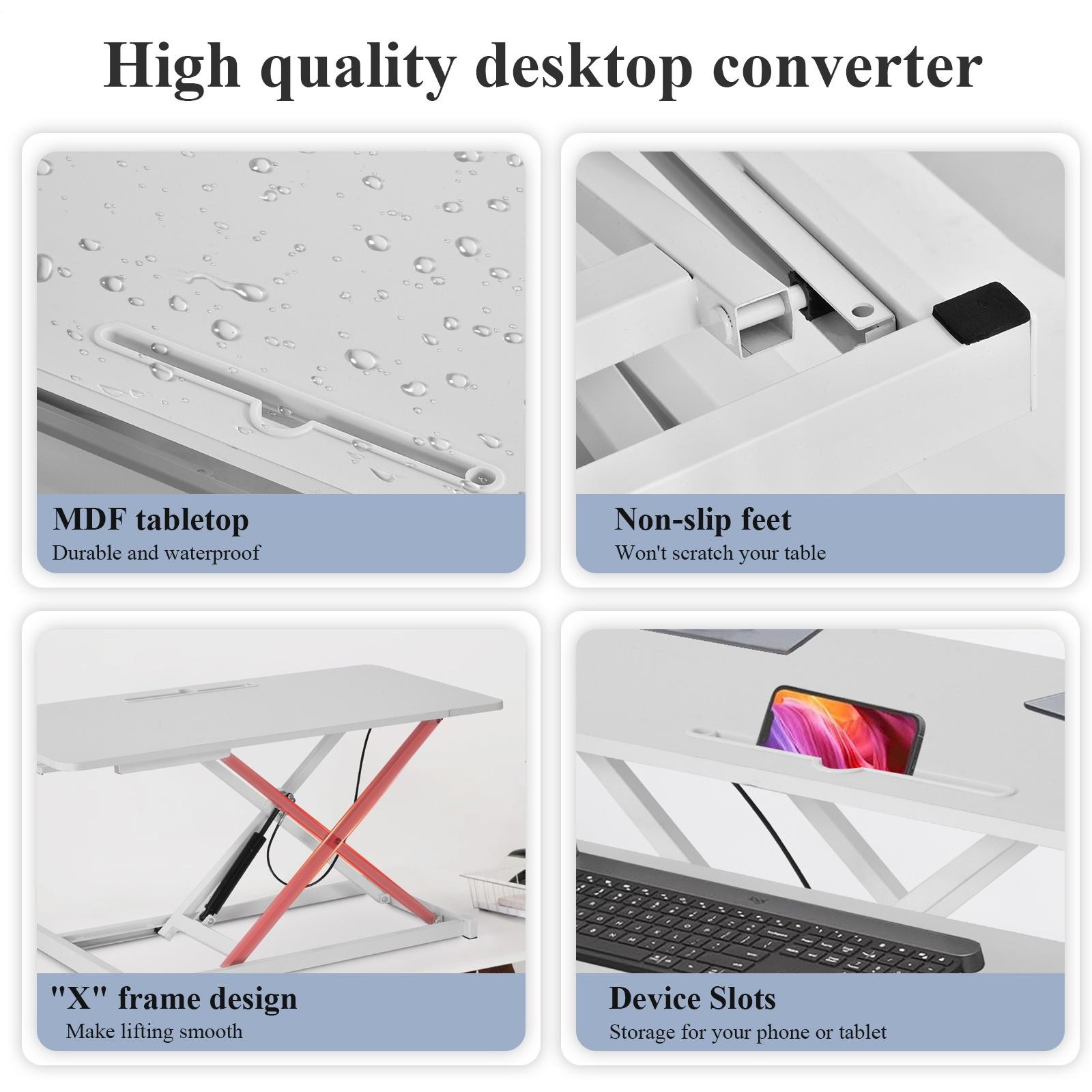 37 In Standing Desk Converter Height Adjustable Sit Stand Riser Dual Monitor
