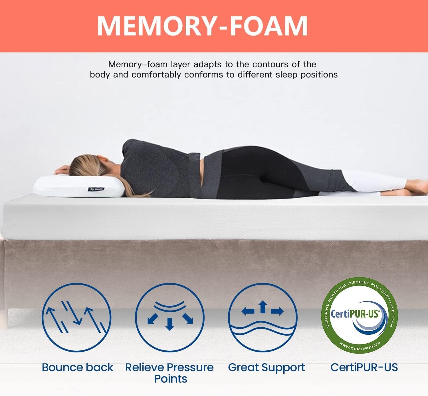 Gel Memory Foam Bed Mattress in a Box Medium Firm and Good Support