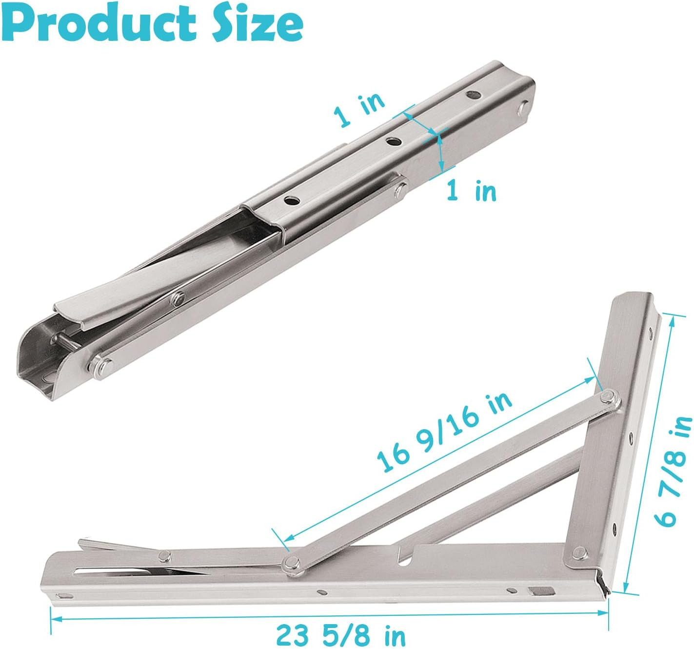 CLT 24” Folding Shelf Brackets Max. Load 440 Lb, Heavy Duty Stainless Steel DIY