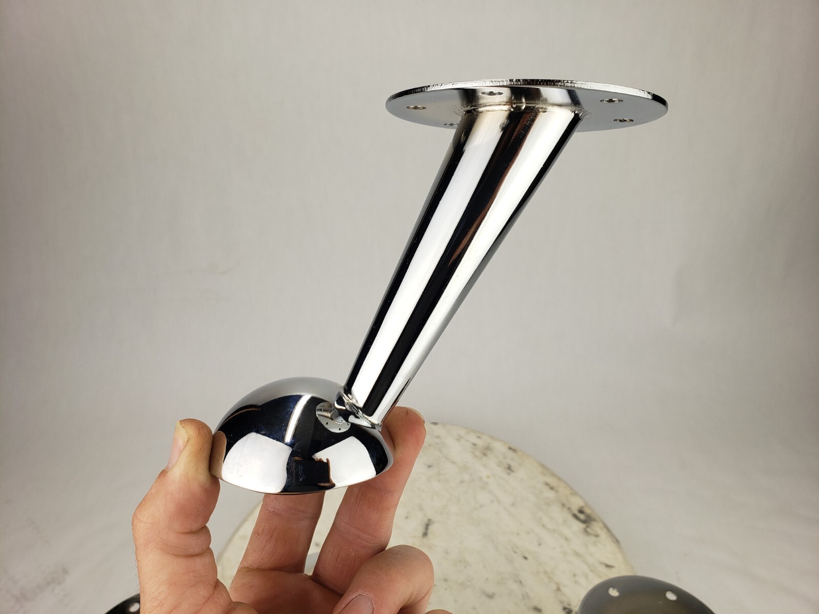 4x 4-1/2″ Tall Chrome MCM Modern Retro Contemporary Horn Furniture Leg Nickel