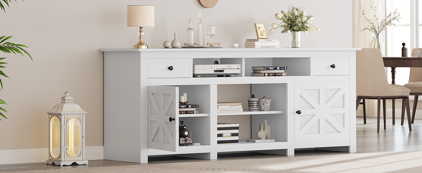 TV Stand for 75/80 Inch TV, Entertainment Center, TV Cabinet with Drawers and