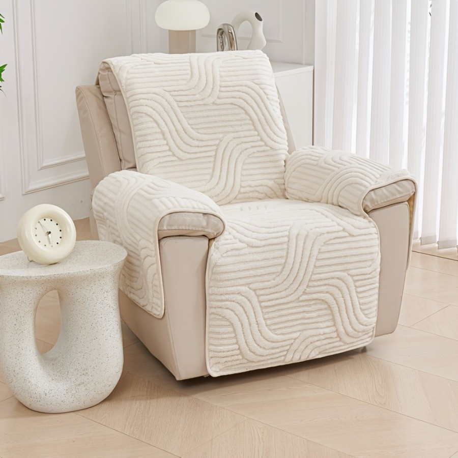 Bohemian Style Single Sofa Cushion Cover,Anti-Slip Short Pile Recliner Protector