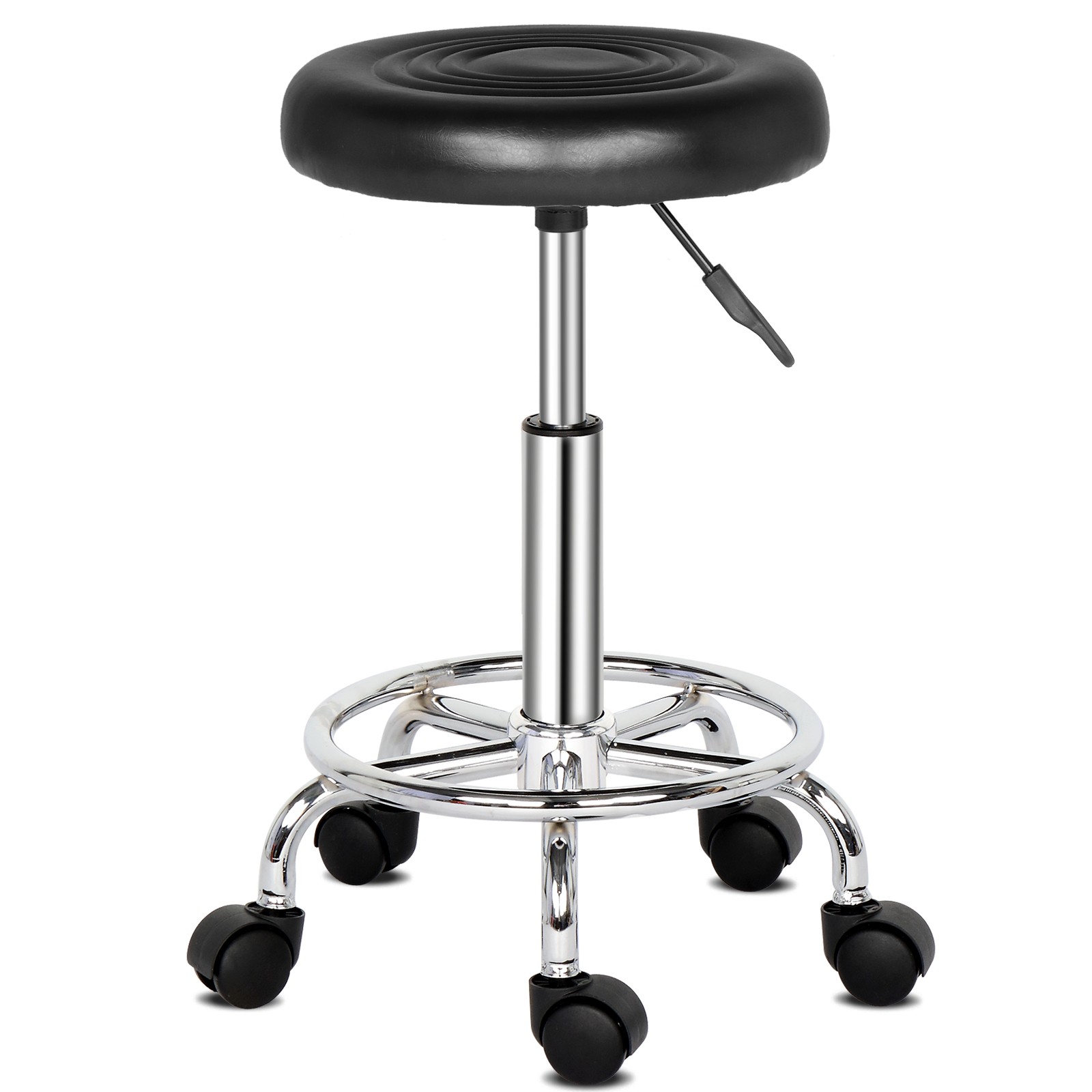 Black Round Pattern Rotating Height Adjustable Bar Stool for Kitchen Counter
