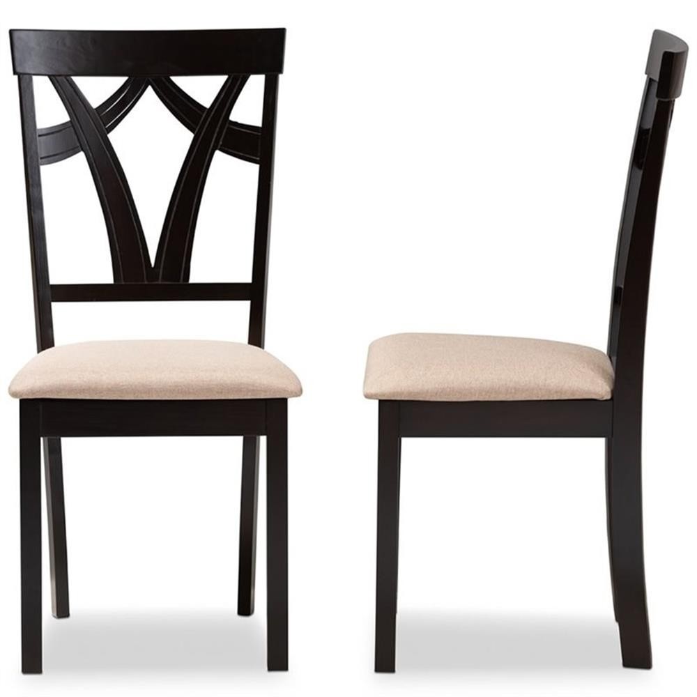 Bowery Hill 18.11″ Modern Fabric Dining Side Chair in Brown/Mahogany (Set of 2)