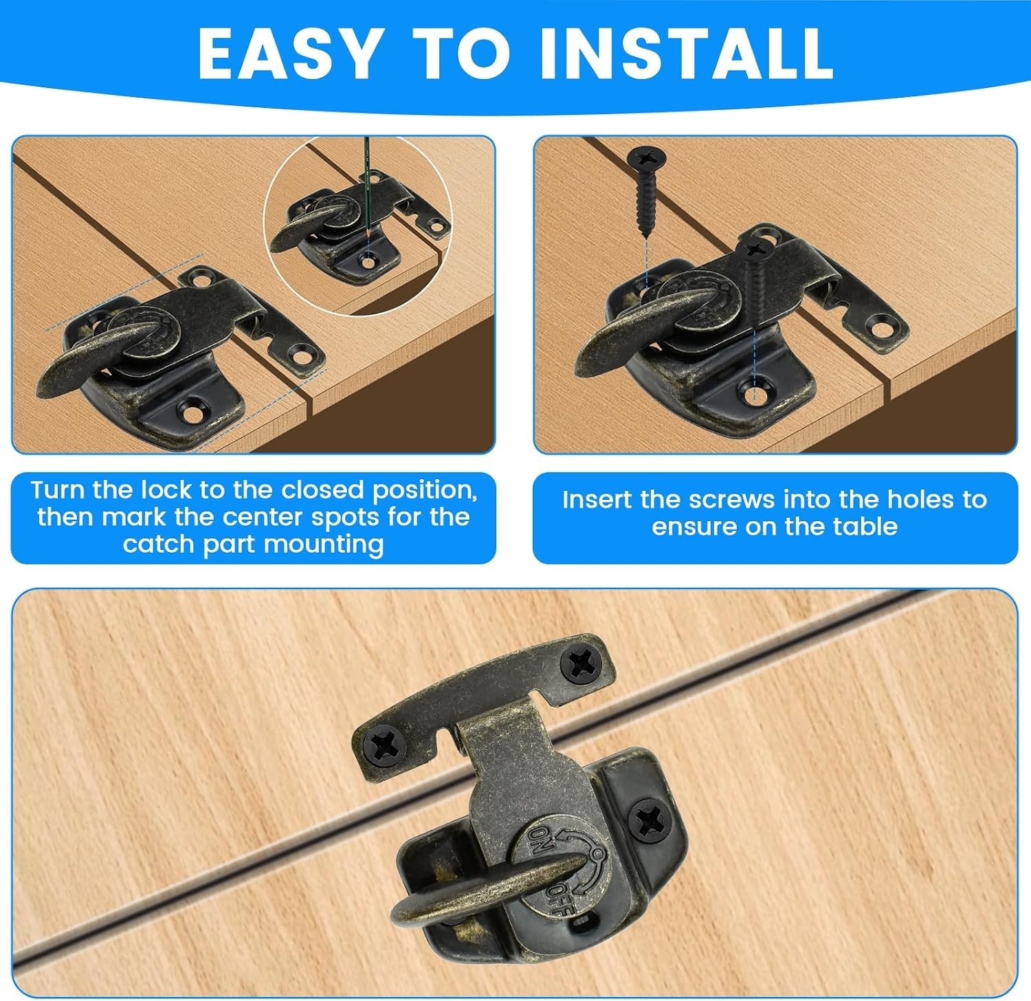 Align-n-Lock Table Latches – 2 Pack Metal Locks for Dining and Conference Tables