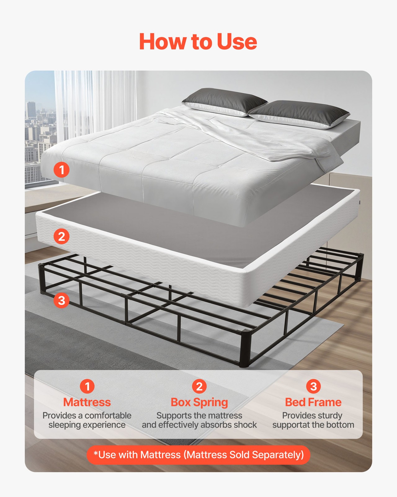Uimoso King Size Bed Frame with Fabric Cover Box Spring 79.1L x 75.8W x 9.1H in