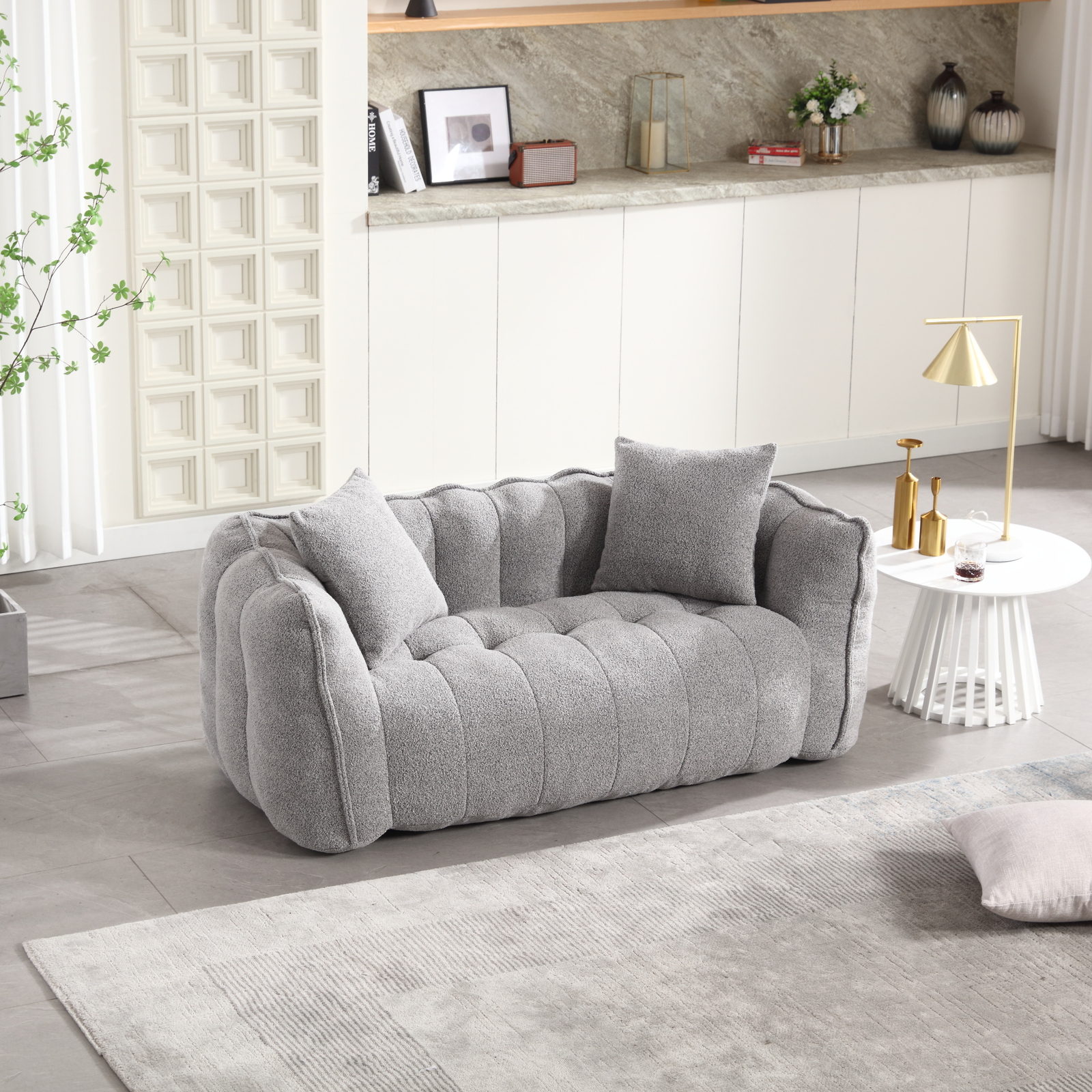 Bean Bag Chairs Lazy Sofa Chair with high resilience foam core for 2 people Grey