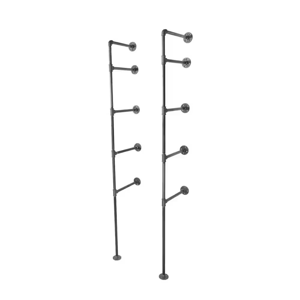1/2 In. Black Steel Pipe 11.75 In. D X 72.5 In. H Floor Mounted 4-Tier Shelf Kit