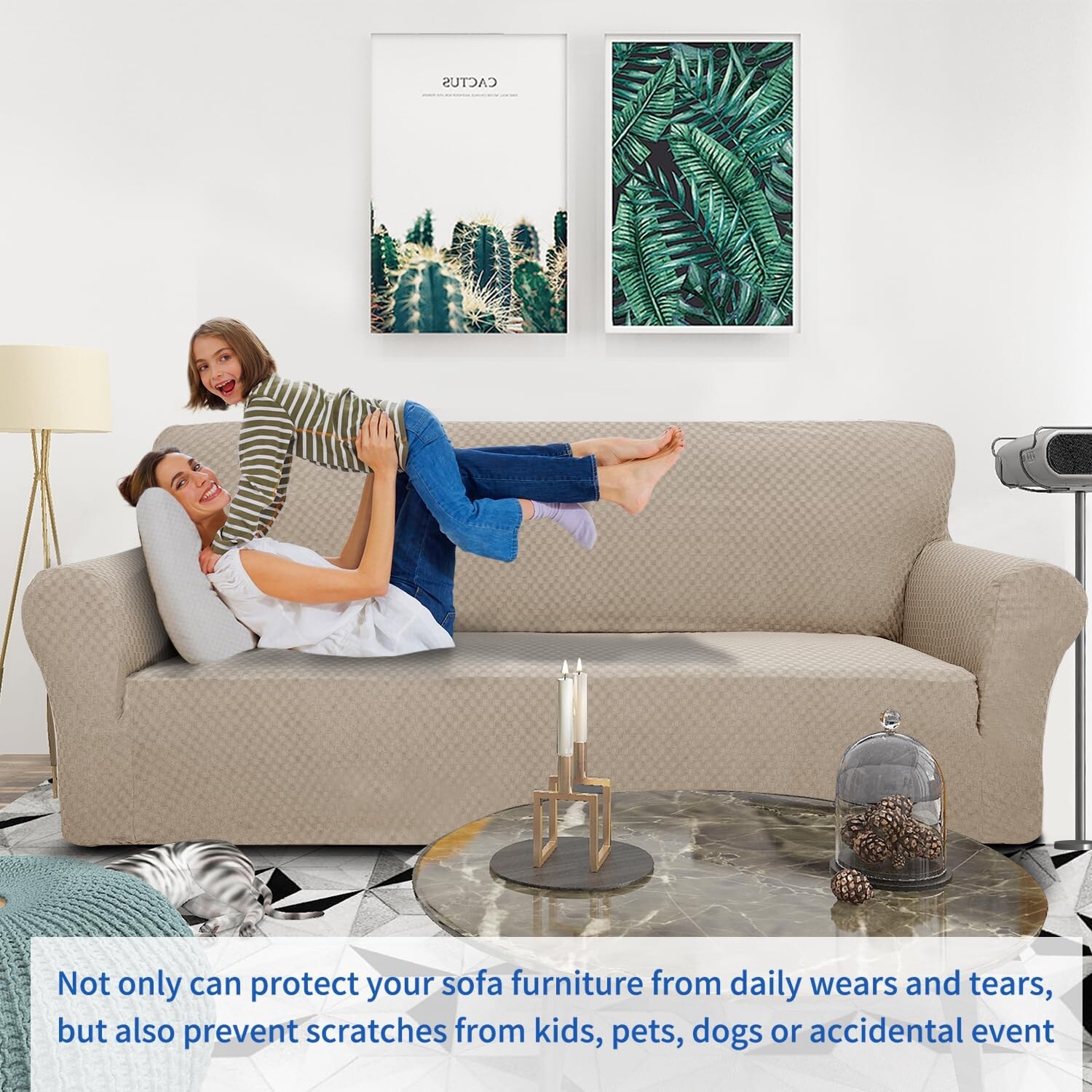 ZNSAYOTX 1 Piece Jacquard Couch Covers for 3 Cushion Couch High Stretch Sofa …