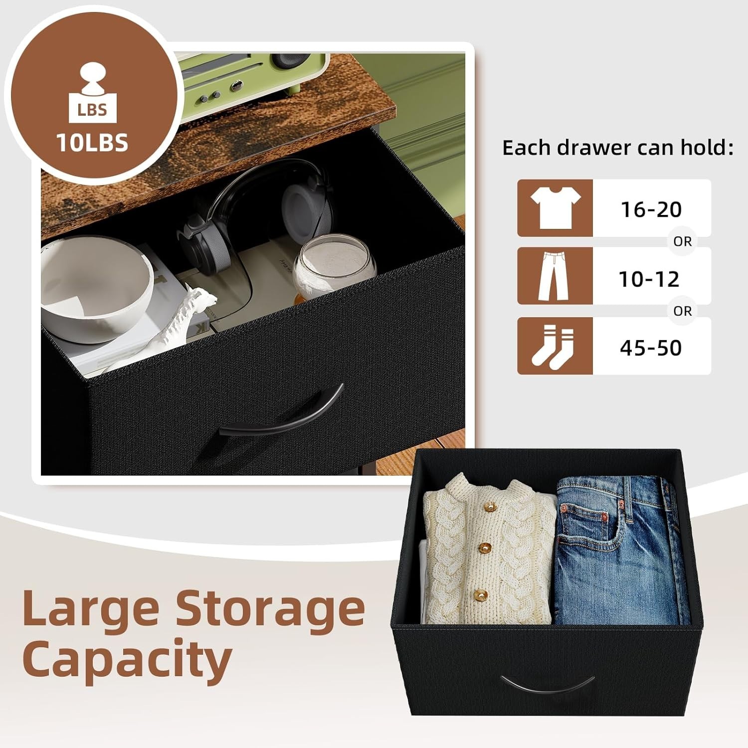 Multifunctional Freestanding Drawer Organizer – 4 Drawers in Rustic Brown