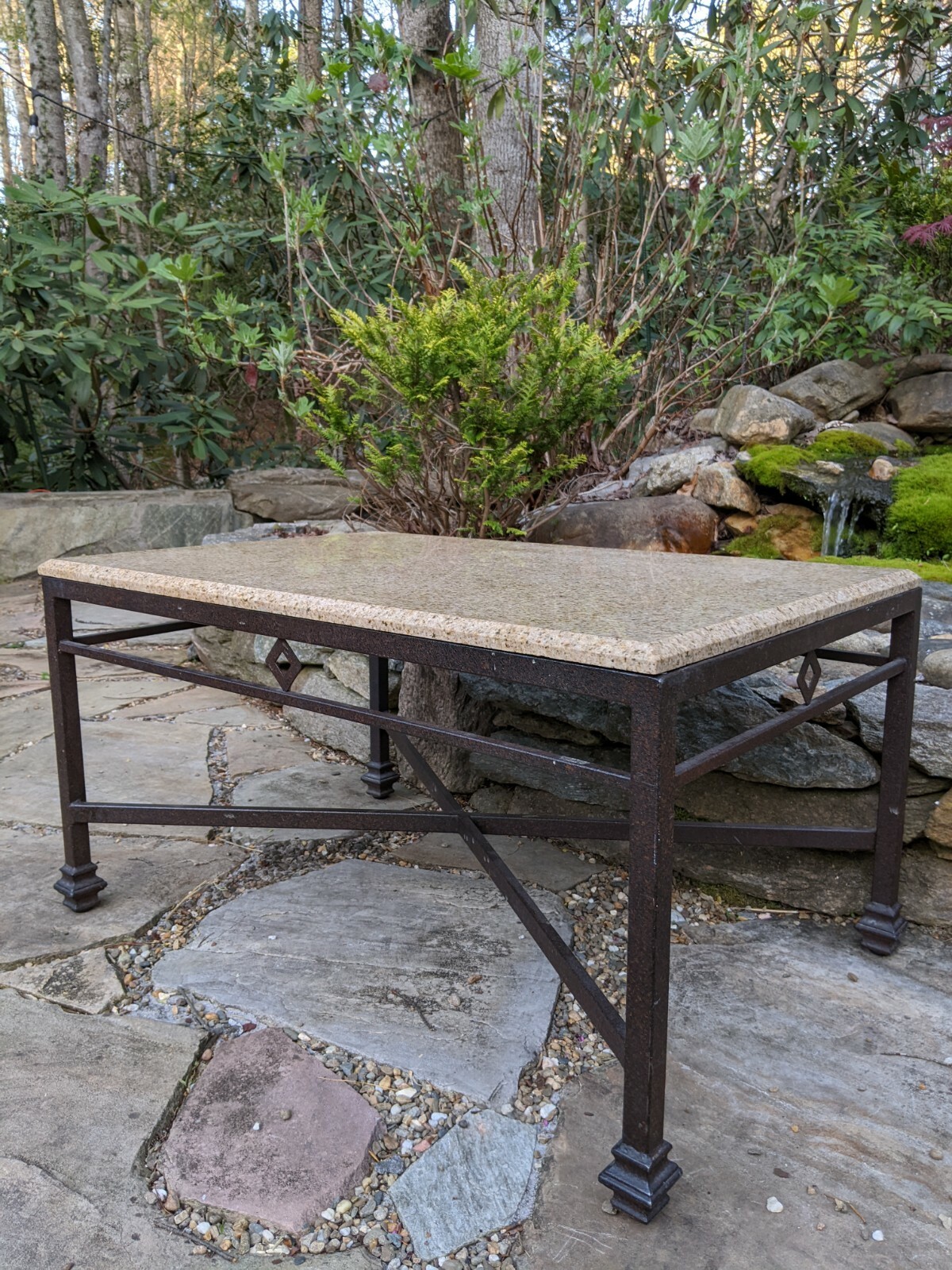 Bronzed Coated Aluminum & Granite Top Rectangular Low-Profile Table 36x24x19