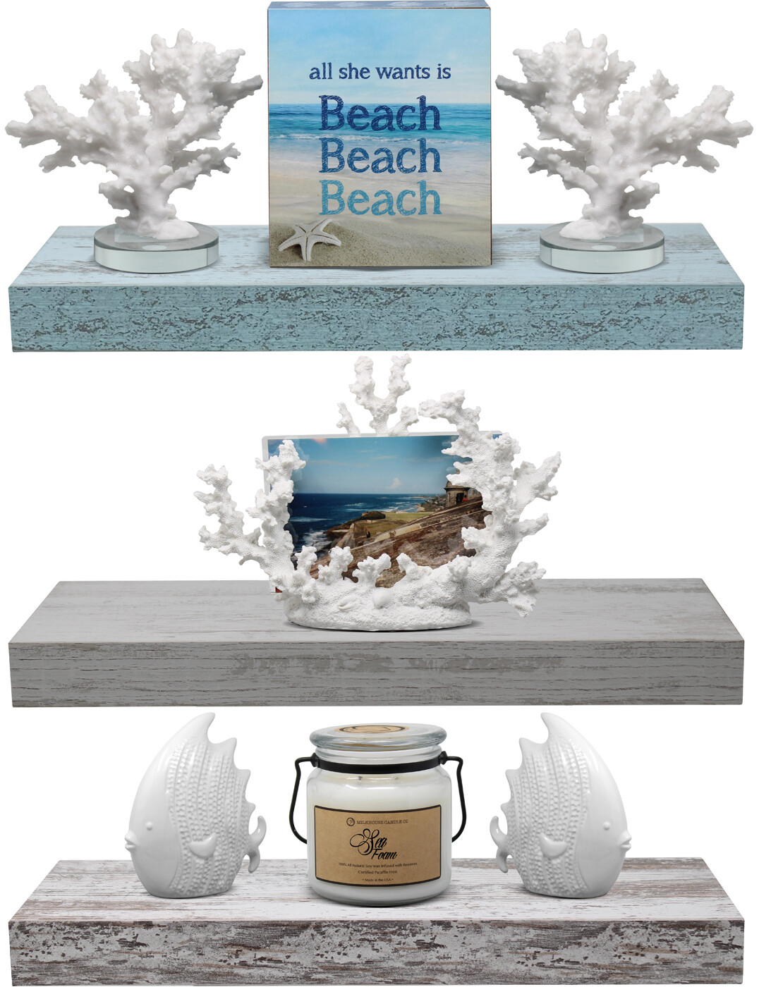 Sorbus Floating Shelves, Rustic Hanging Wall Rectangular Shelf Décor – 16″ 3-Pk