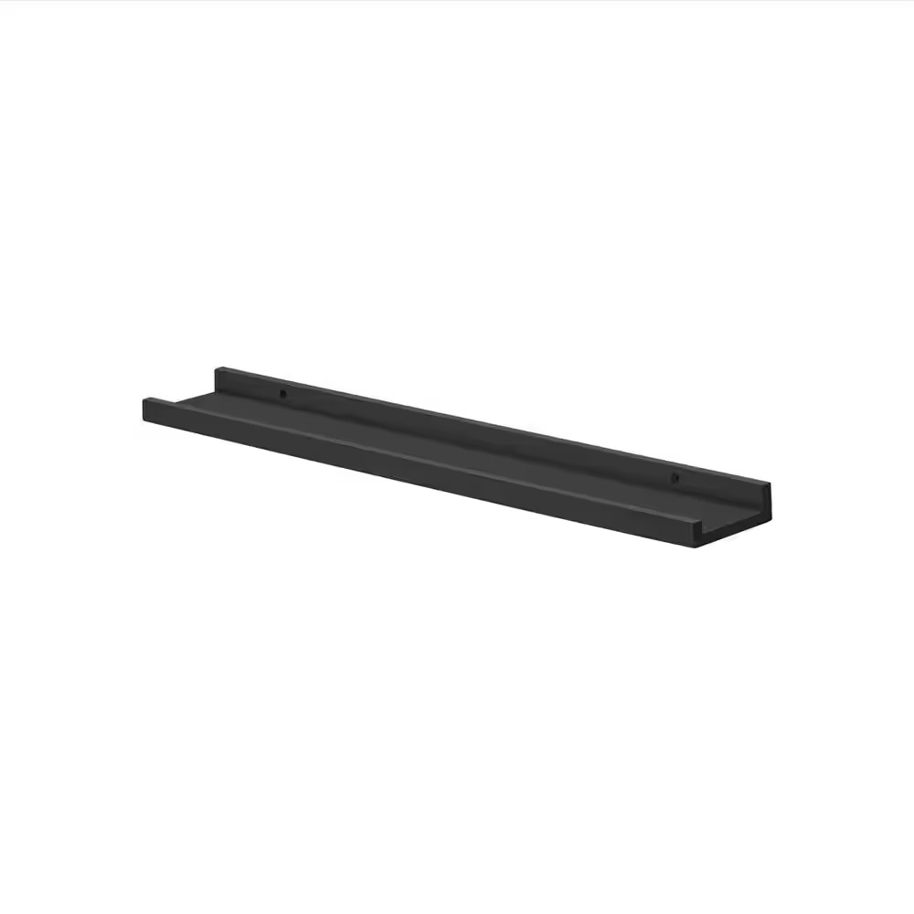 BORDER 23.6 In. X 3.5 In. X 1.2 In. Black MDF Decorative Wall Shelf with Bracket