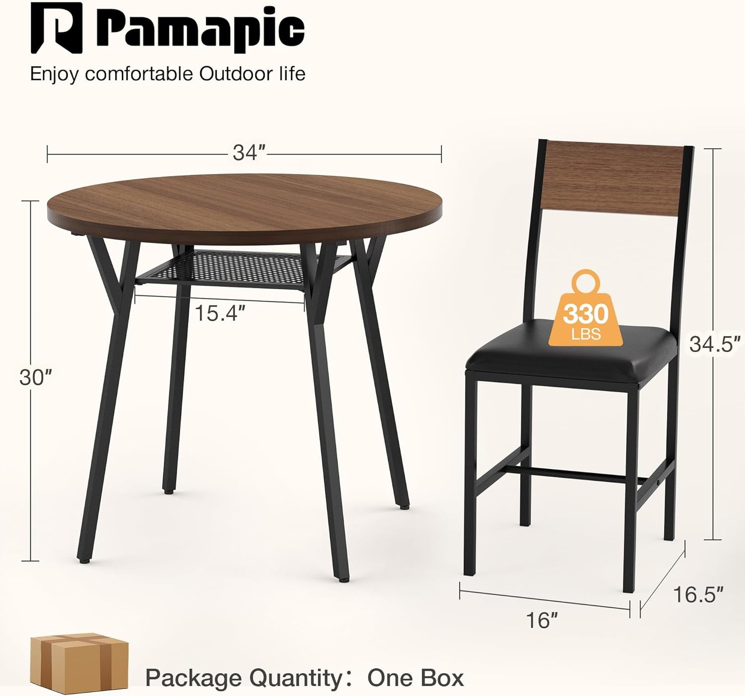 Round Dining Table Set for 4, Kitchen Table and Chairs for 4, Dining Room Circle
