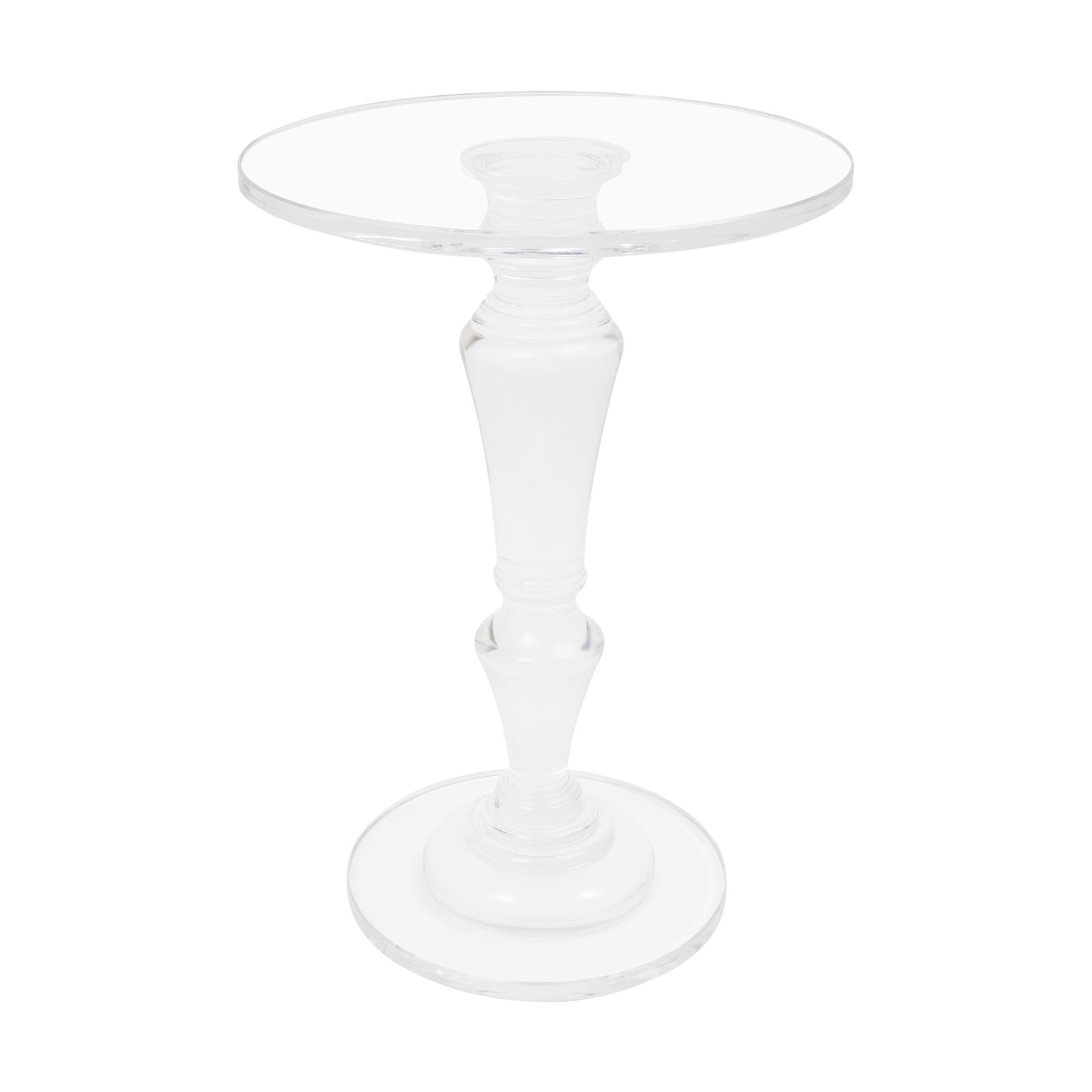 Clear Acrylic Side Table Round Ende Table Drink Table for Small Space 13.8″x19”