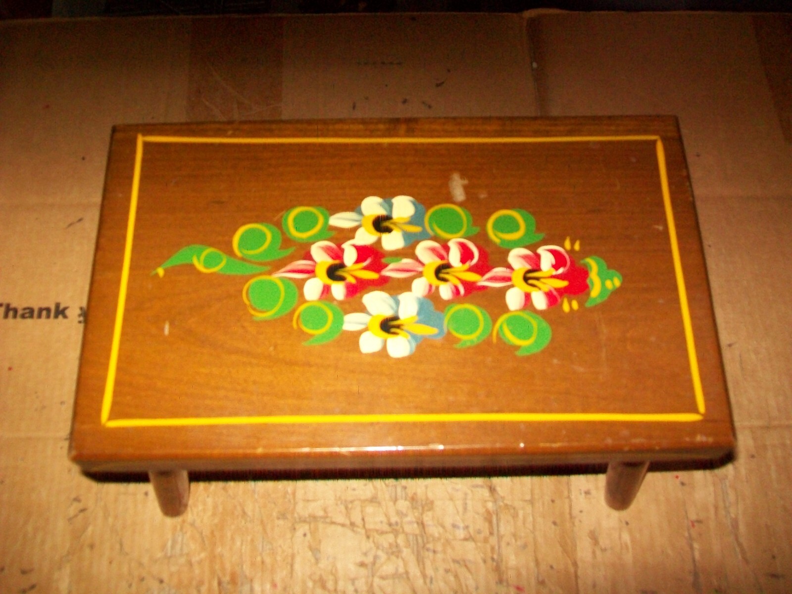 Vintage 1971 J. S. Ebersol Wooden Foot Stool Intercouse PA